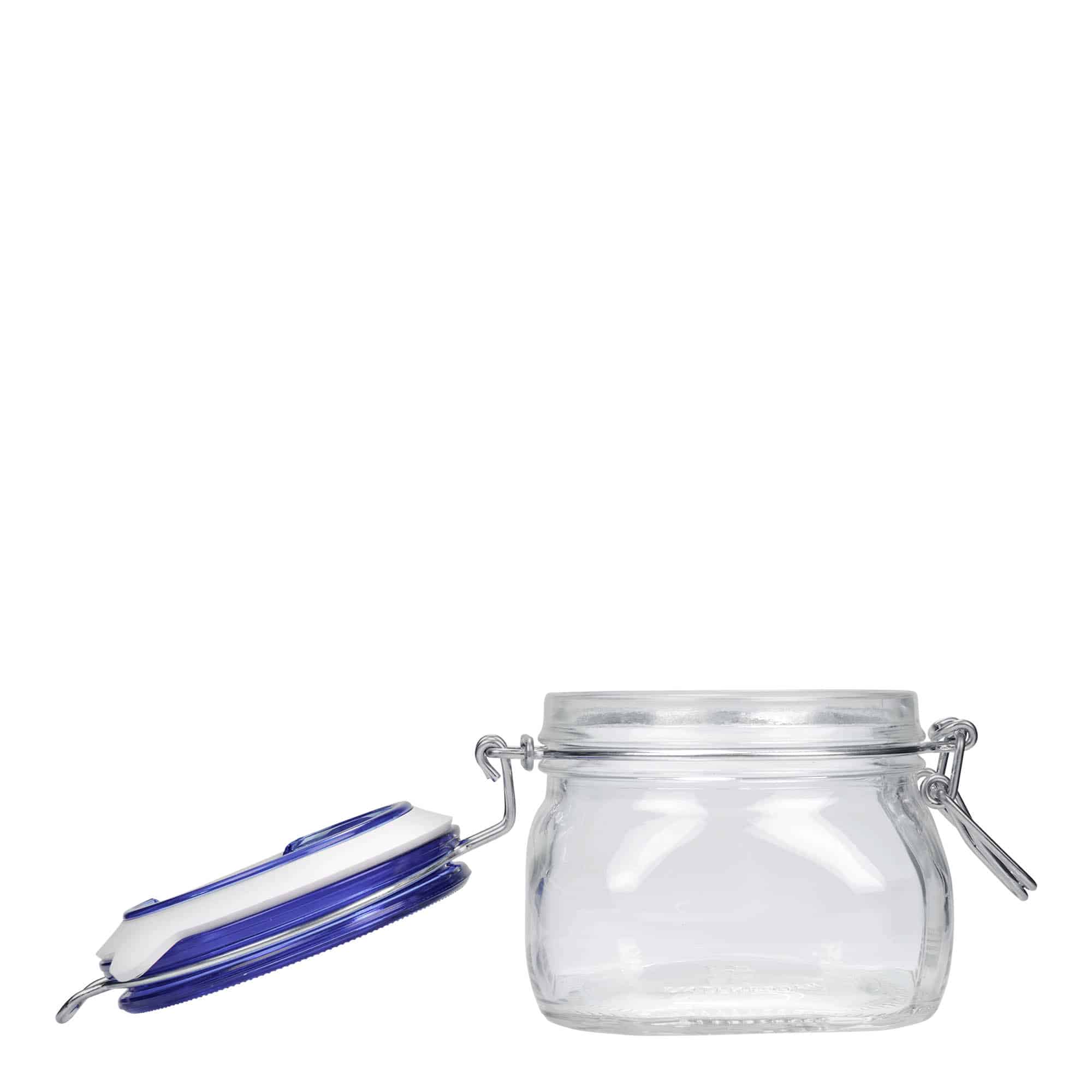 Bocal à fermeture mécanique 500 ml 'Fido' Blue Top, carré, bouchage: bouchon mécanique