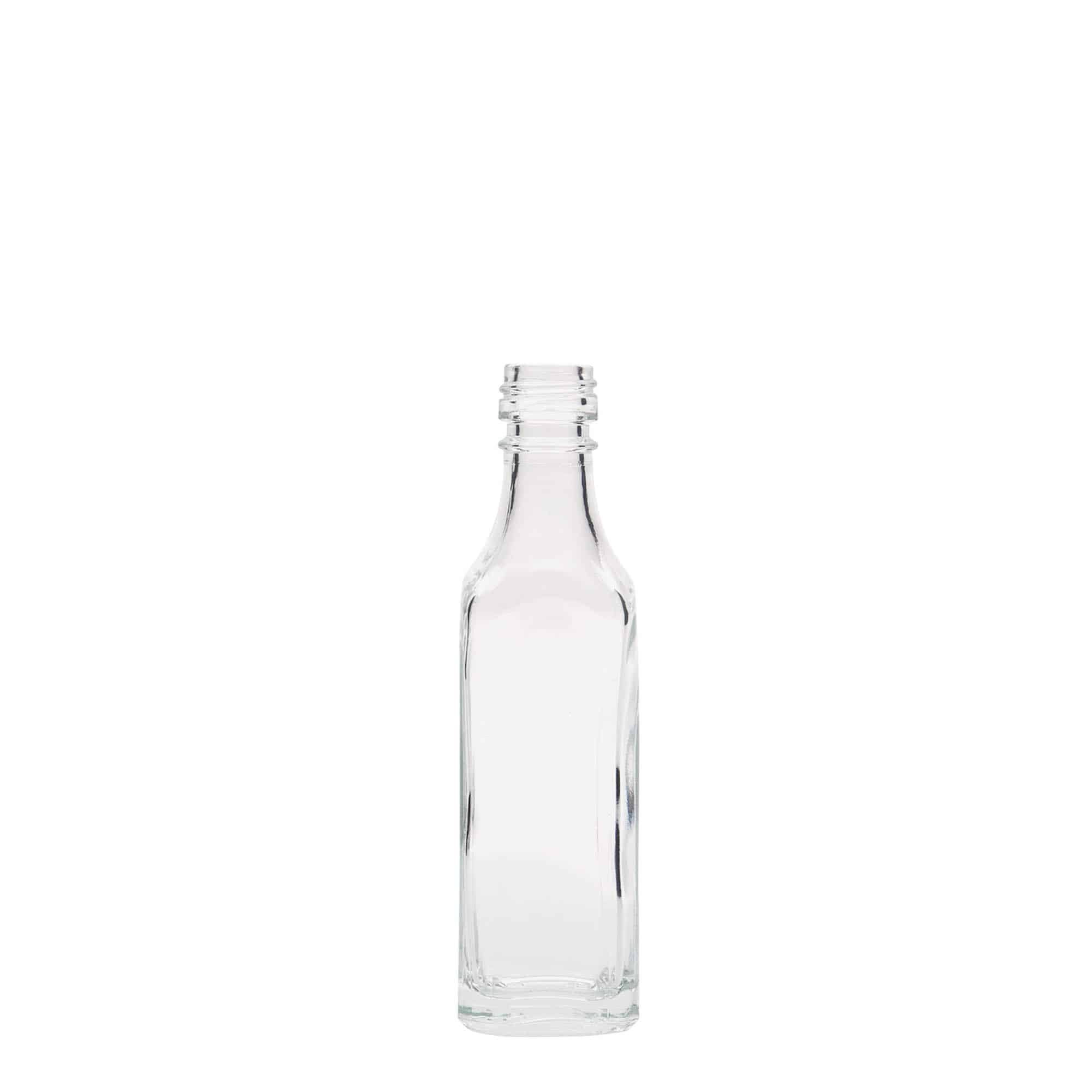Bouteille en verre 50 ml 'Siena', carrée, bouchage: PP 18 Bouteille en verre 50 ml 'Siena', carrée, bouchage: PP 18