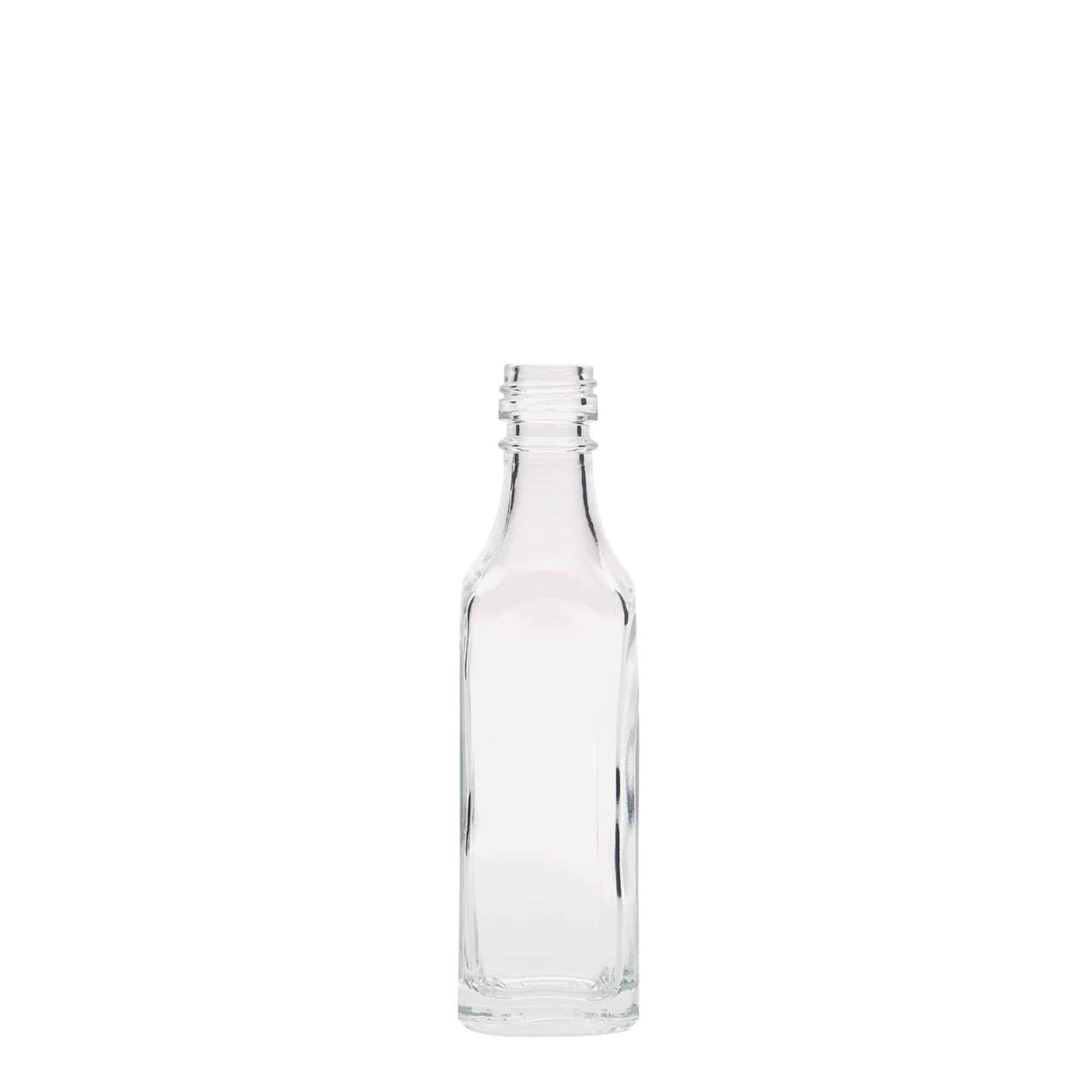 Flacon en verre 50 ml « Siena », carré, ouverture : PP 18