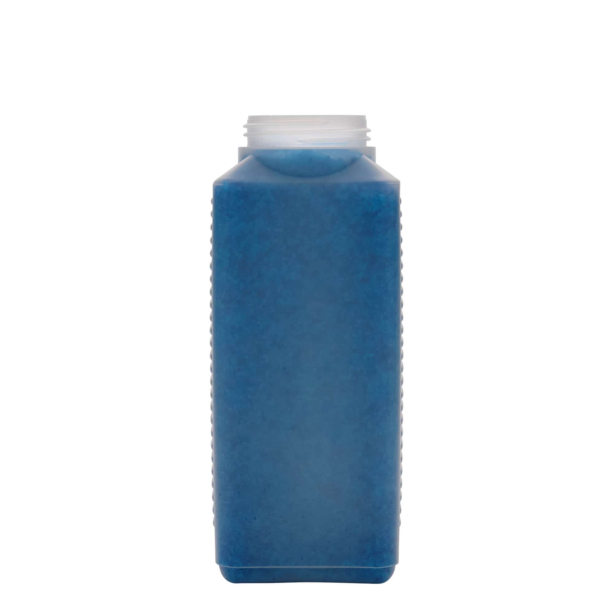 Bouteille à col large 1 000 ml, rectangulaire, plastique PEHD, nature, bouchage: DIN 60 EPE