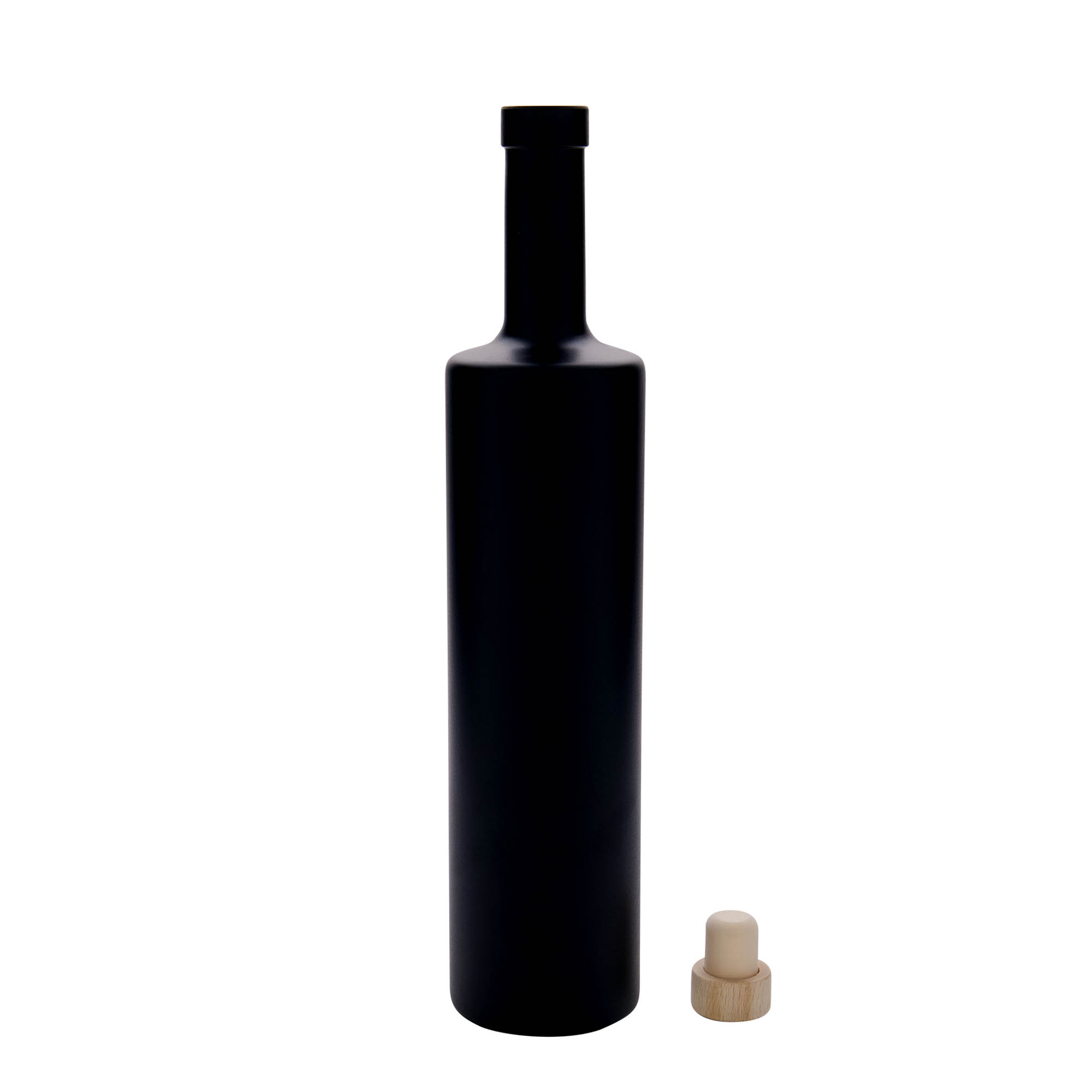 Bouteille en verre 700 ml 'Centurio', noire, ouverture : bouchon en liège