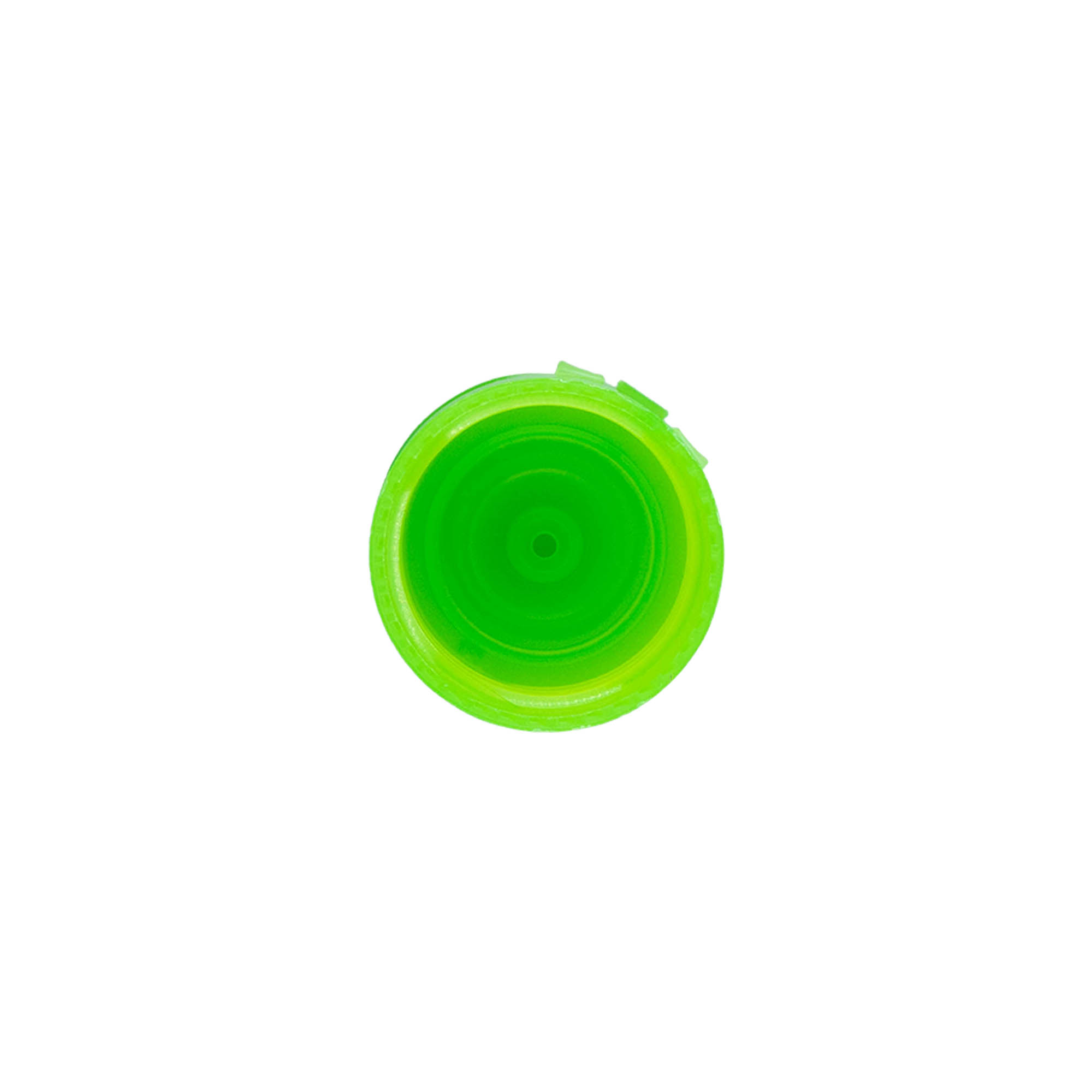 Bouchon à vis avec charnière à bascule, plastique PP, vert, pour ouverture : 24/410 Bouchon à vis avec charnière à bascule, plastique PP, vert, pour ouverture : 24/410