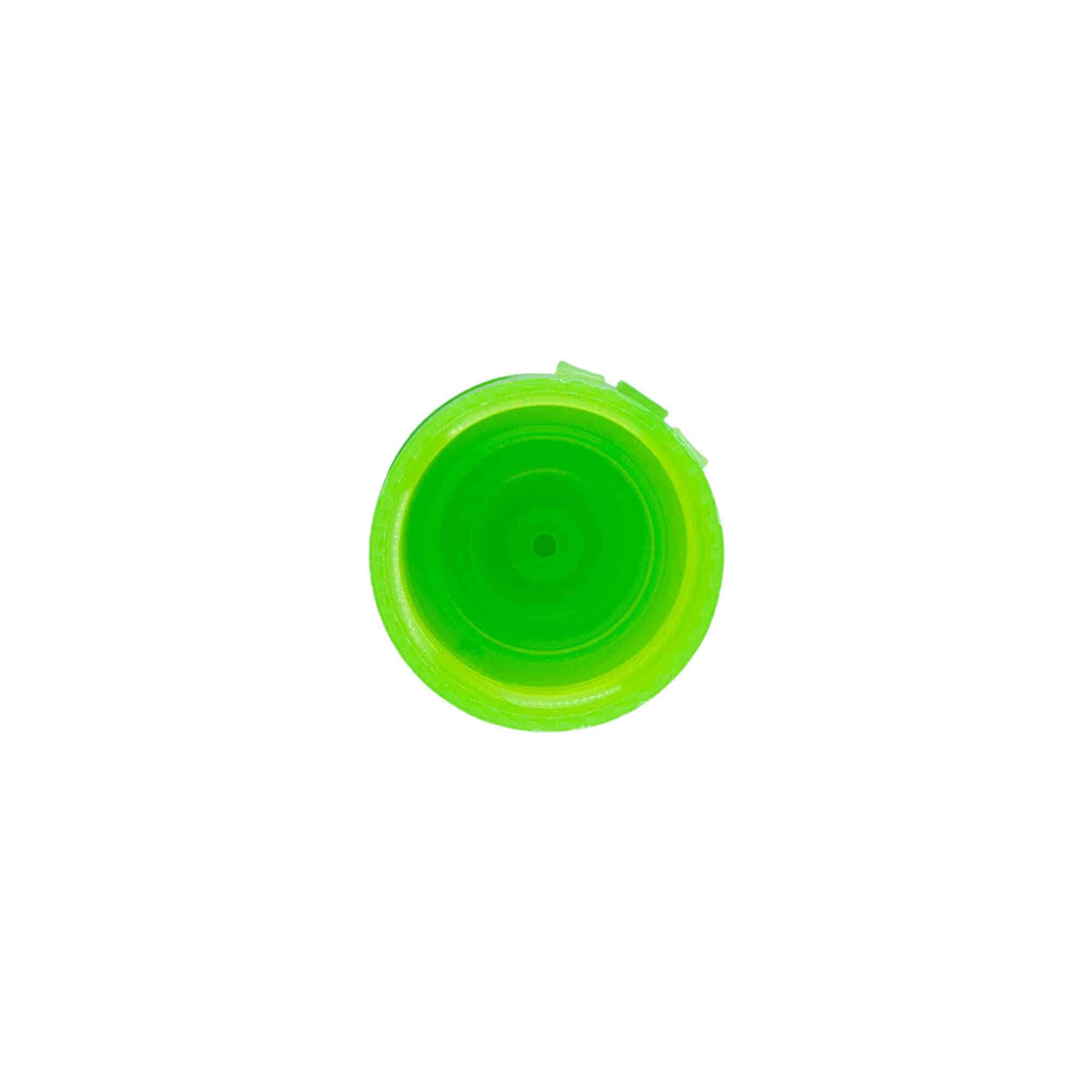 Bouchon à vis avec charnière à bascule, plastique PP, vert, pour ouverture : 24/410 Bouchon à vis avec charnière à bascule, plastique PP, vert, pour ouverture : 24/410