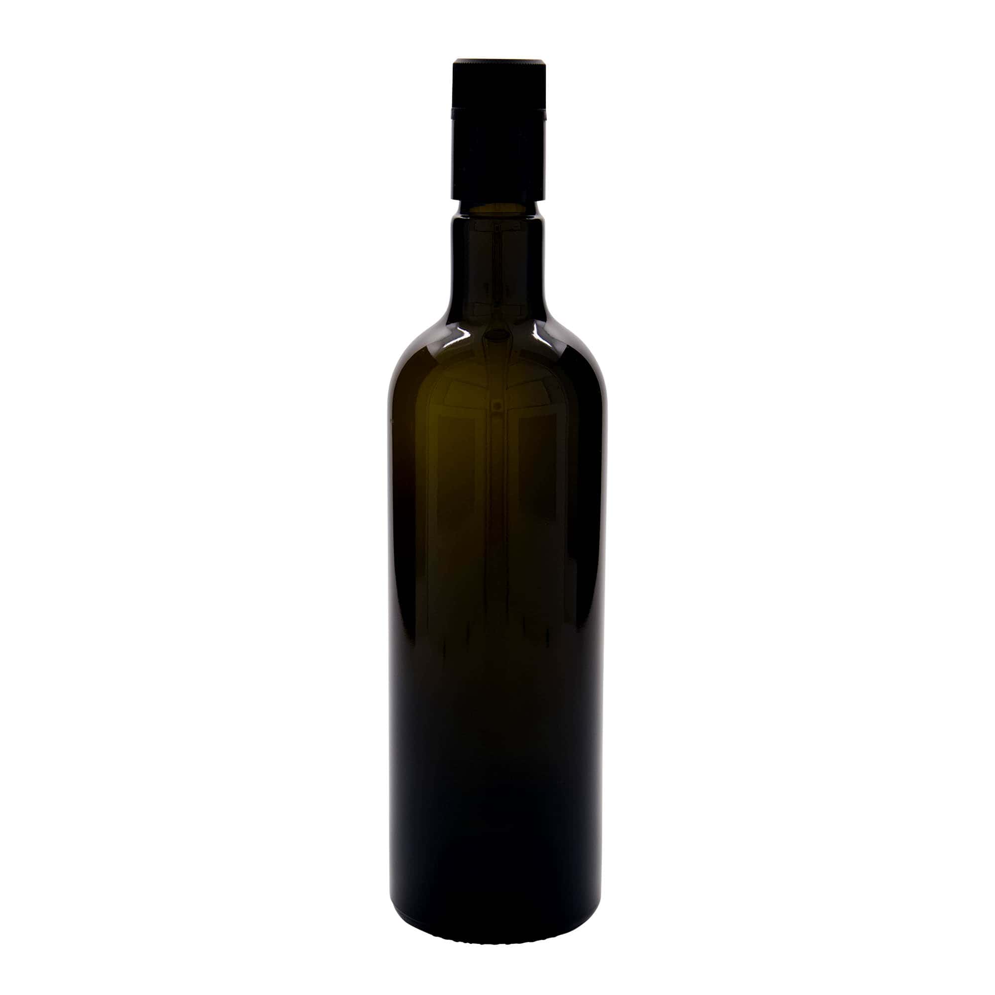 Flacon à vinaigre/huile « Willy New » 750 ml, verre, vert antique, embouchure : DOP
