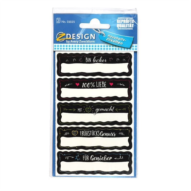 Étiquettes Zweckform « Fait maison », rectangulaires, papier, noir