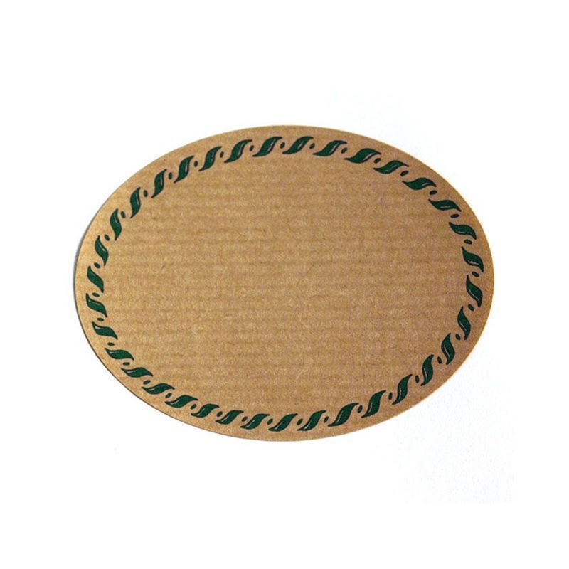 Étiquette nature 'Kordelrand', ovale, papier, vert-brun