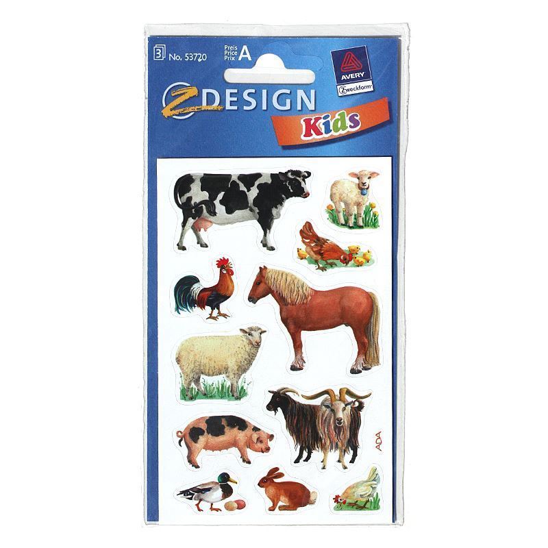 Autocollants Zweckform « Animaux de la ferme », papier, multicolore Autocollants Zweckform « Animaux de la ferme », papier, multicolore