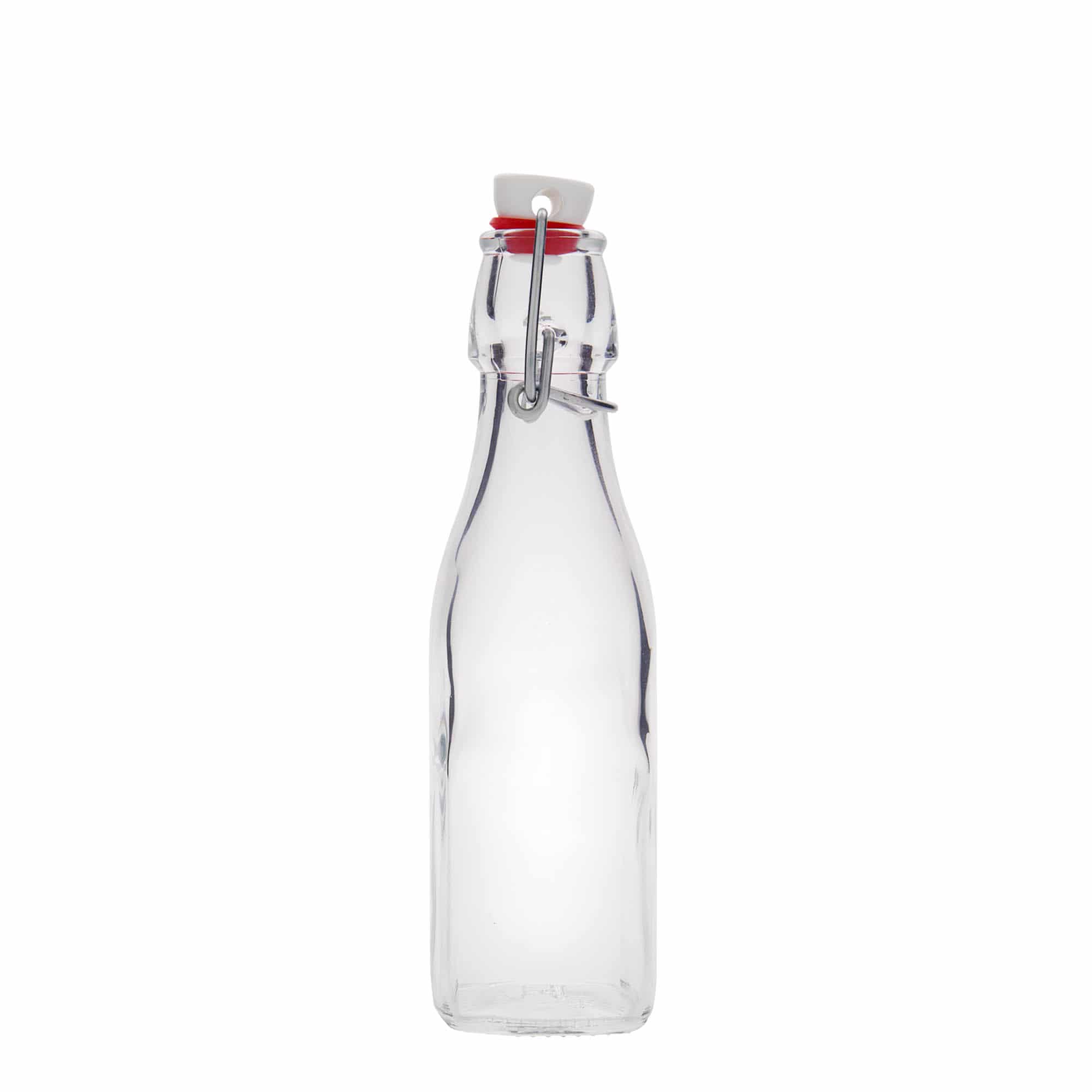 Bouteille en verre 250 ml « Swing, carrée, ouverture : fermeture à bascule »