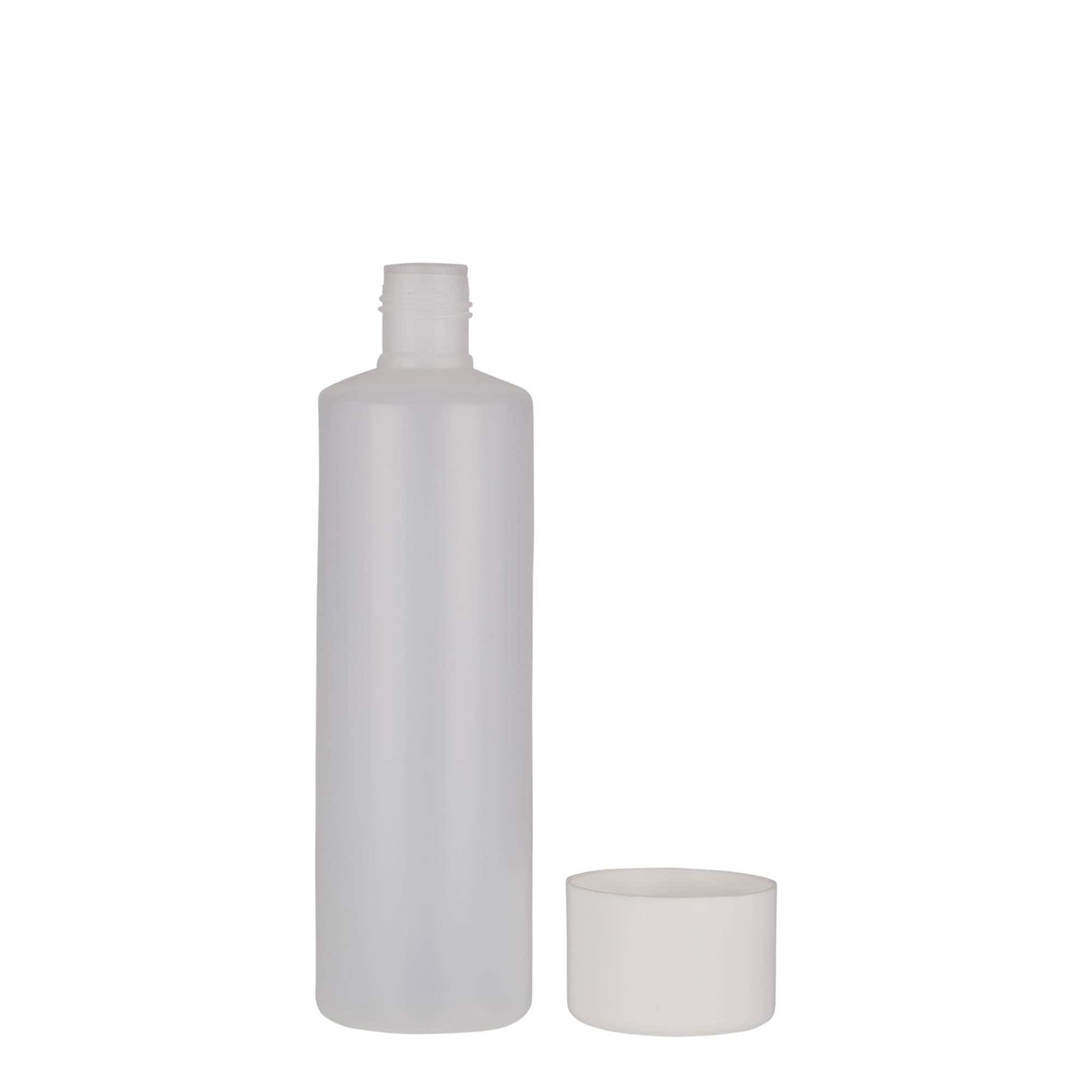 250 ml bouteille ronde, plastique PE, naturel, ouverture : bouchon à vis