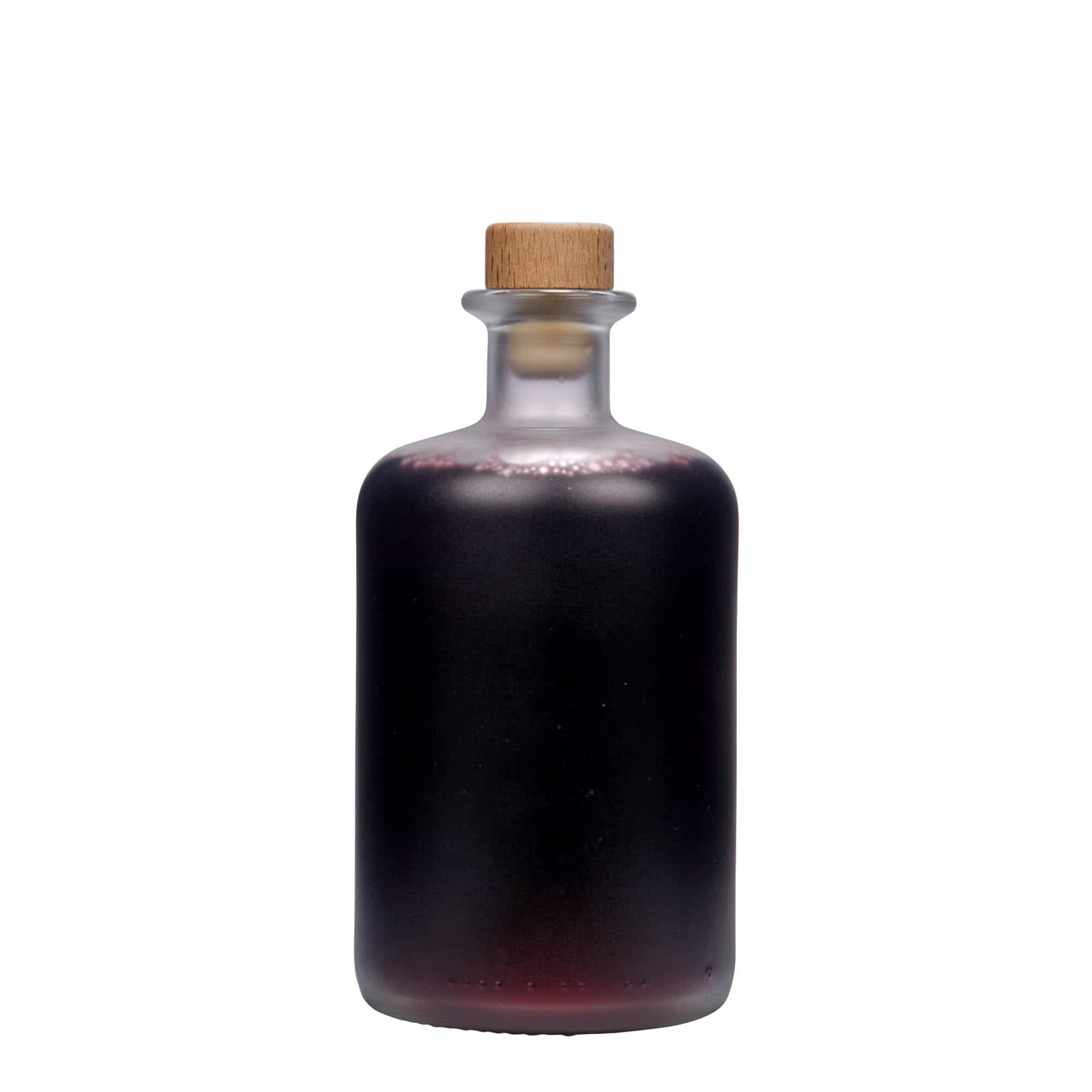Bouteille en verre apothicaire 500 ml, glacée, bouchage: bouchon
