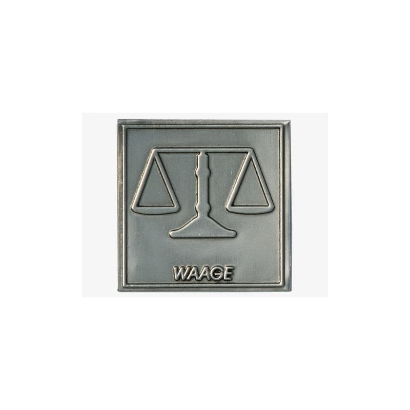 Étiquette en étain « Balance », carrée, métal, argentée Étiquette en étain « Balance », carrée, métal, argentée
