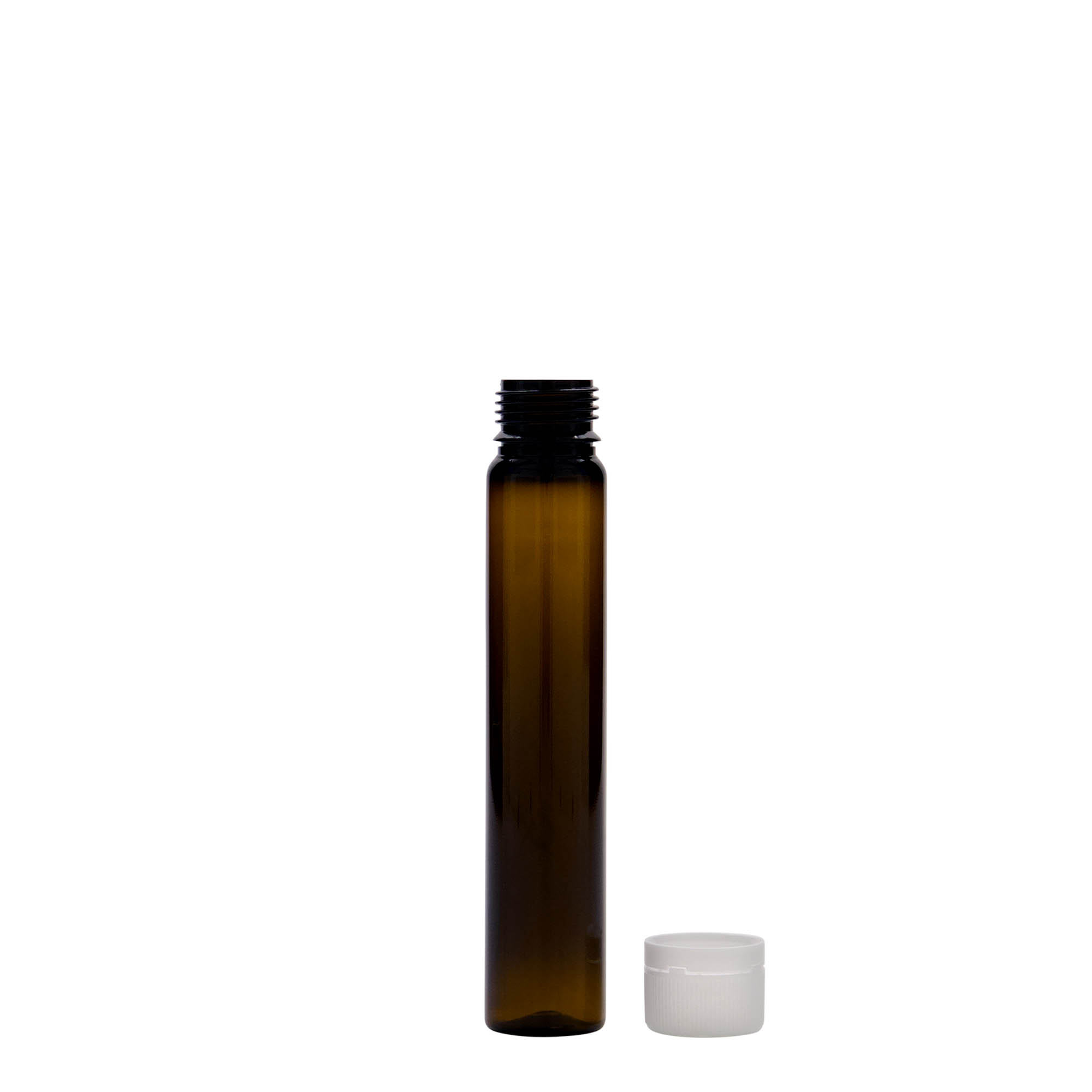 25 ml tube PET, plastique, brun, ouverture : bouchon à vis