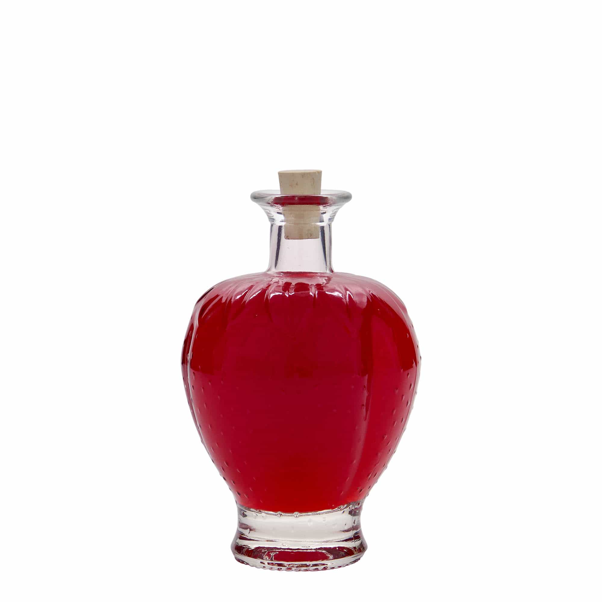 Flacon en verre de 200 ml « Fraise », ouverture : bouchon en liège