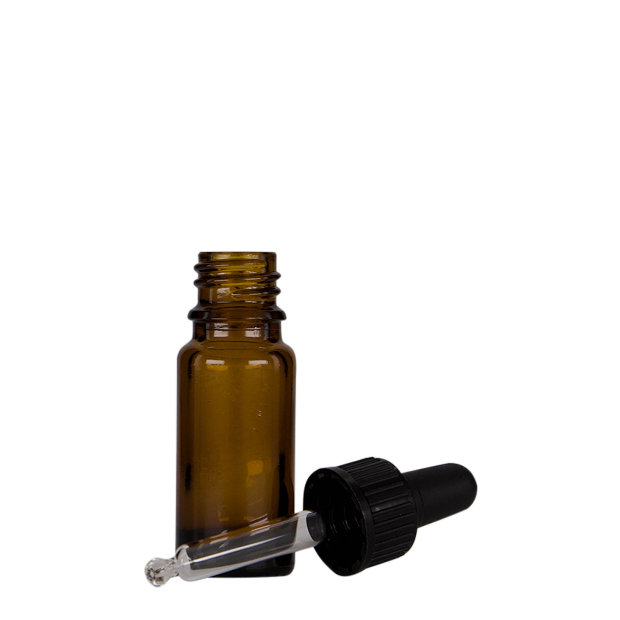 Flacon compte-gouttes 10 ml Médical, verre, brun-noir, embouchure : DIN 18
