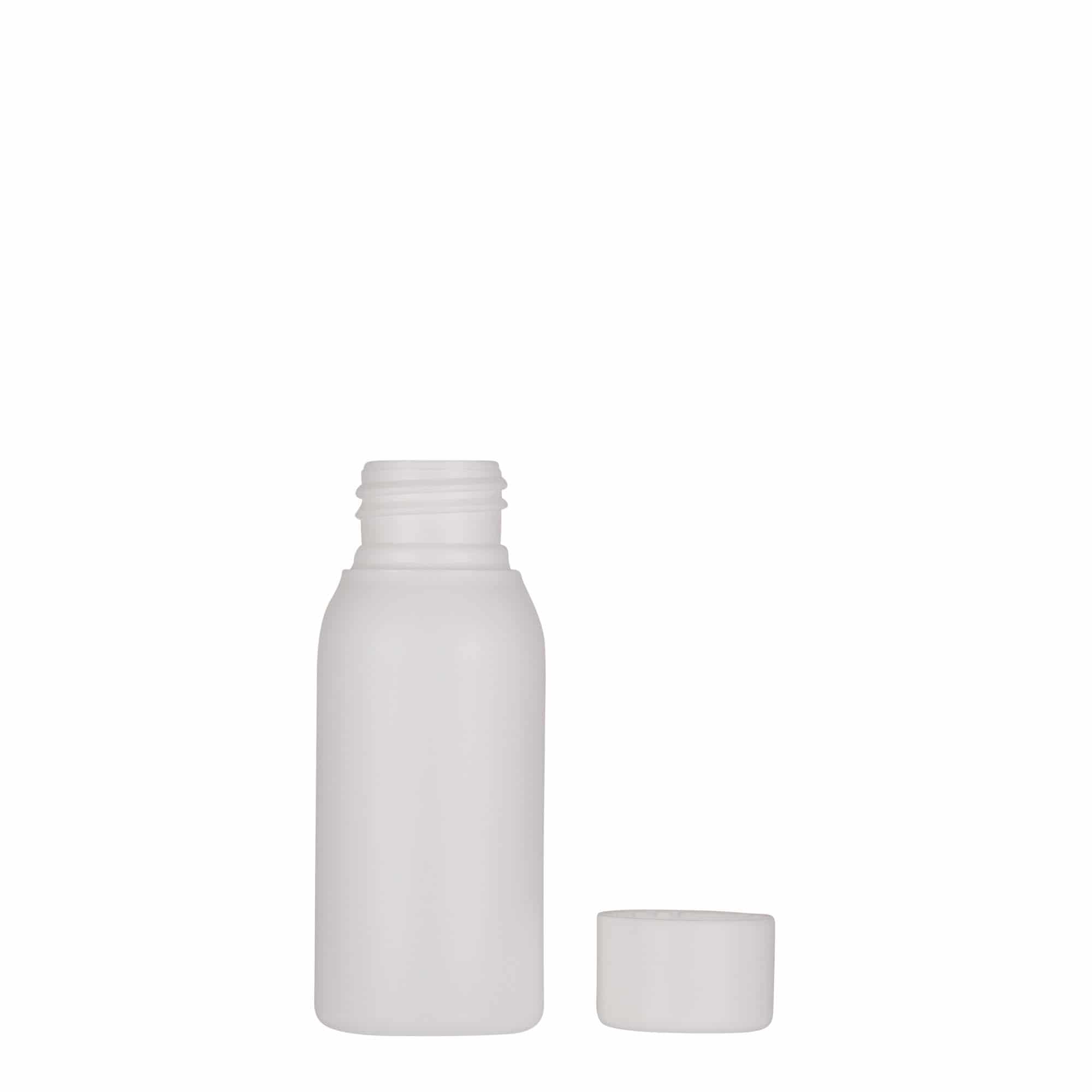 Bouteille en plastique 50 ml 'Tuffy', PEHD, blanche, col : GPI 24/410