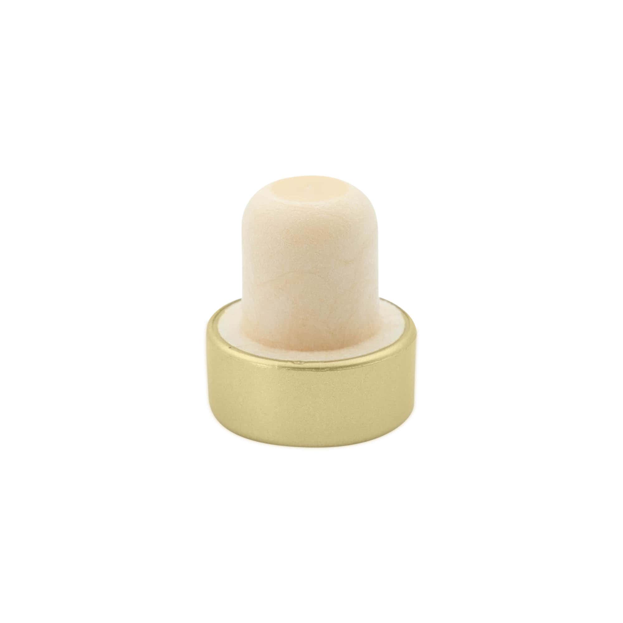Bouchon à prise 19 mm, plastique, doré, pour embouchure : liège Bouchon à prise 19 mm, plastique, doré, pour embouchure : liège