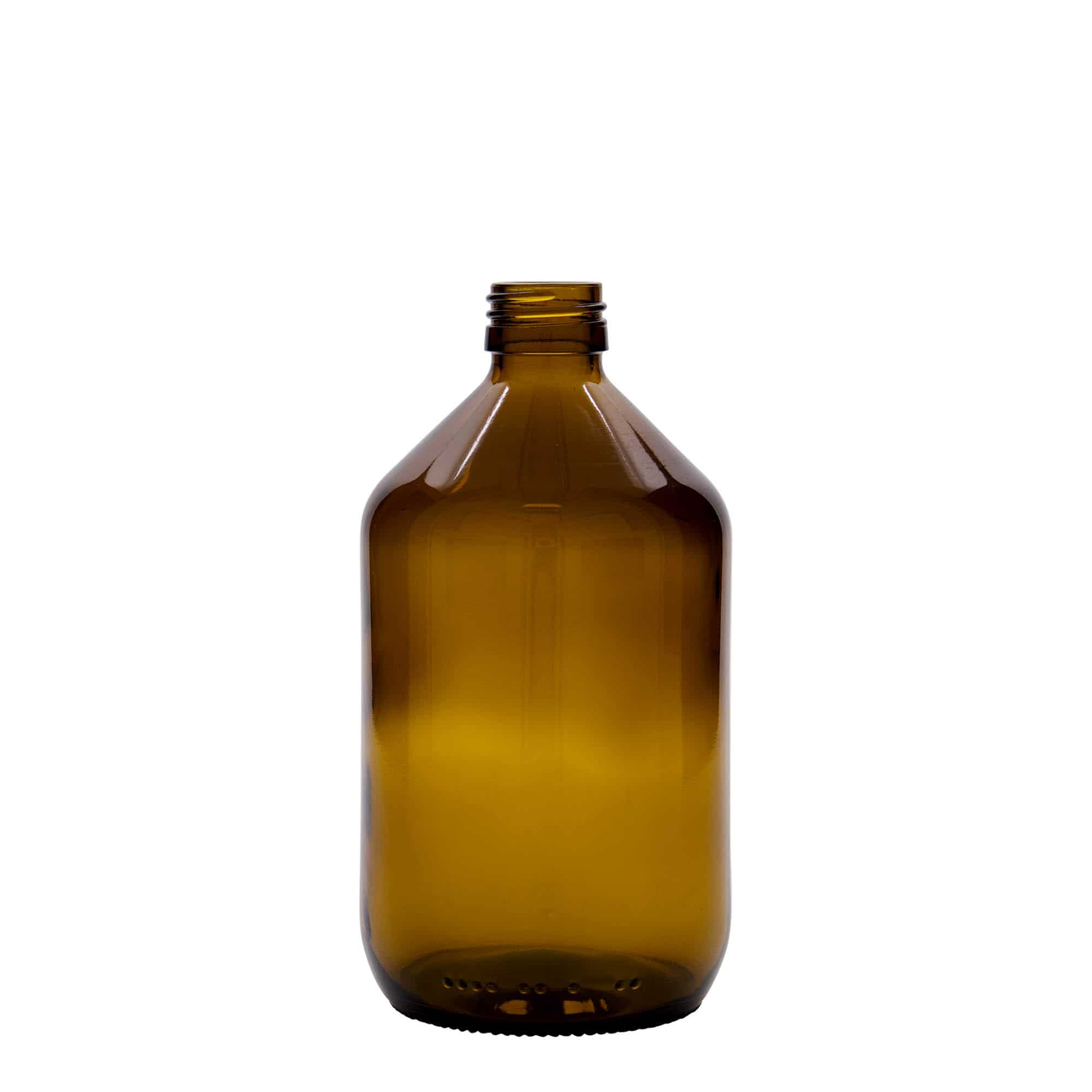 Flacon pharmaceutique 500 ml, brun, verre, bouchage: PP 28 Flacon pharmaceutique 500 ml, brun, verre, bouchage: PP 28