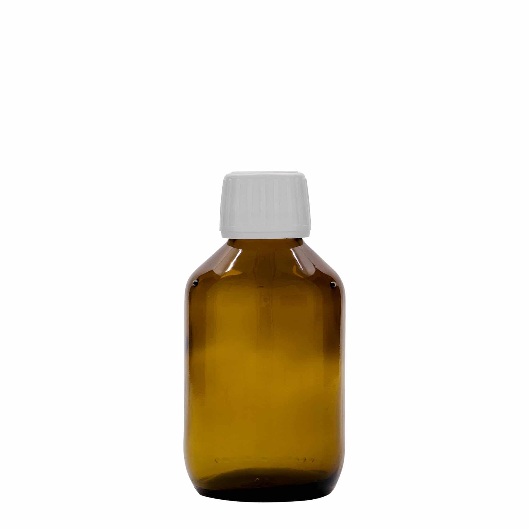 Flacon pharmaceutique 150 ml, brun, verre, bouchage: PP 28 Flacon pharmaceutique 150 ml, brun, verre, bouchage: PP 28