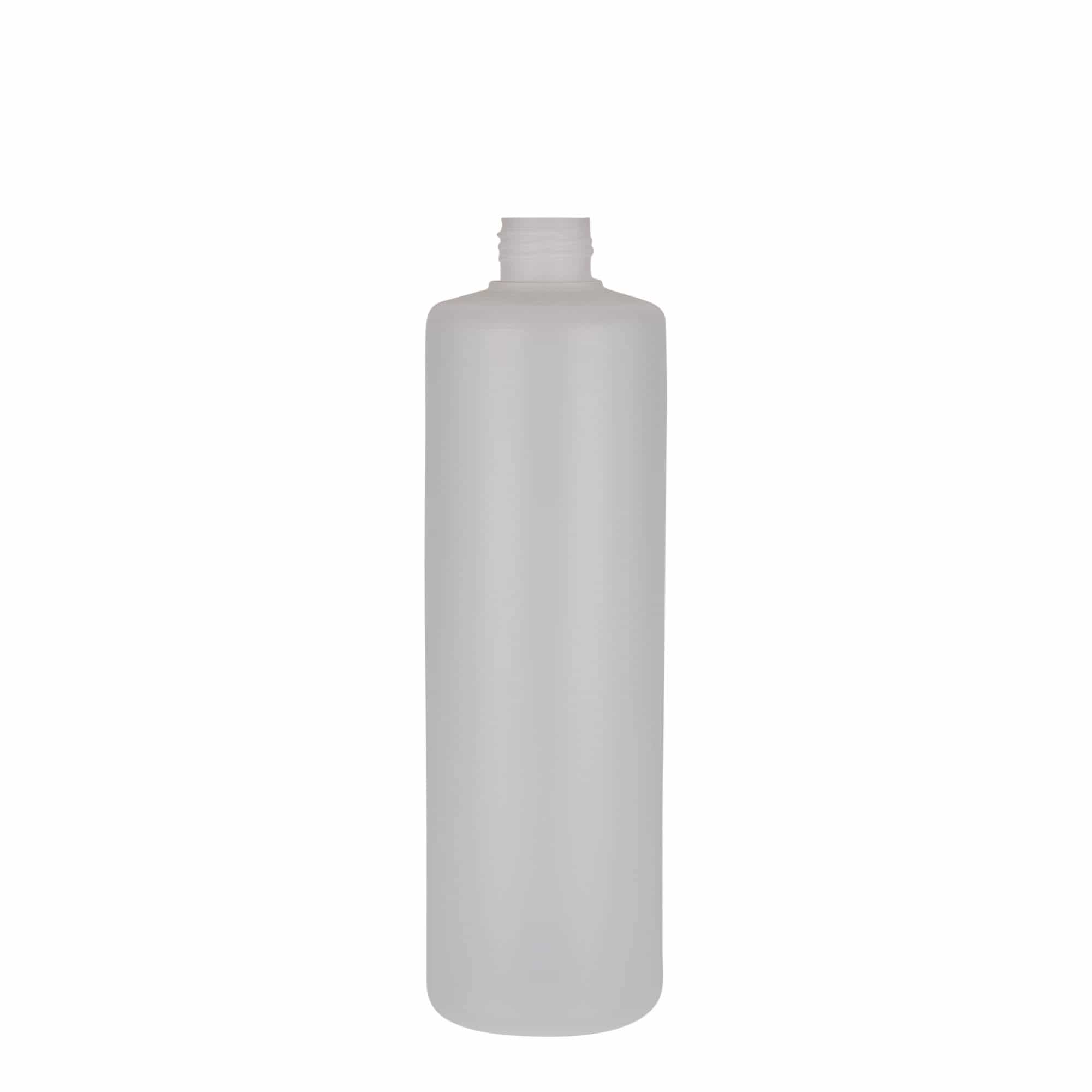 Bouteille ronde 500 ml, plastique PE, nature, bouchage: Bougage à vis Bouteille ronde 500 ml, plastique PE, nature, bouchage: Bougage à vis