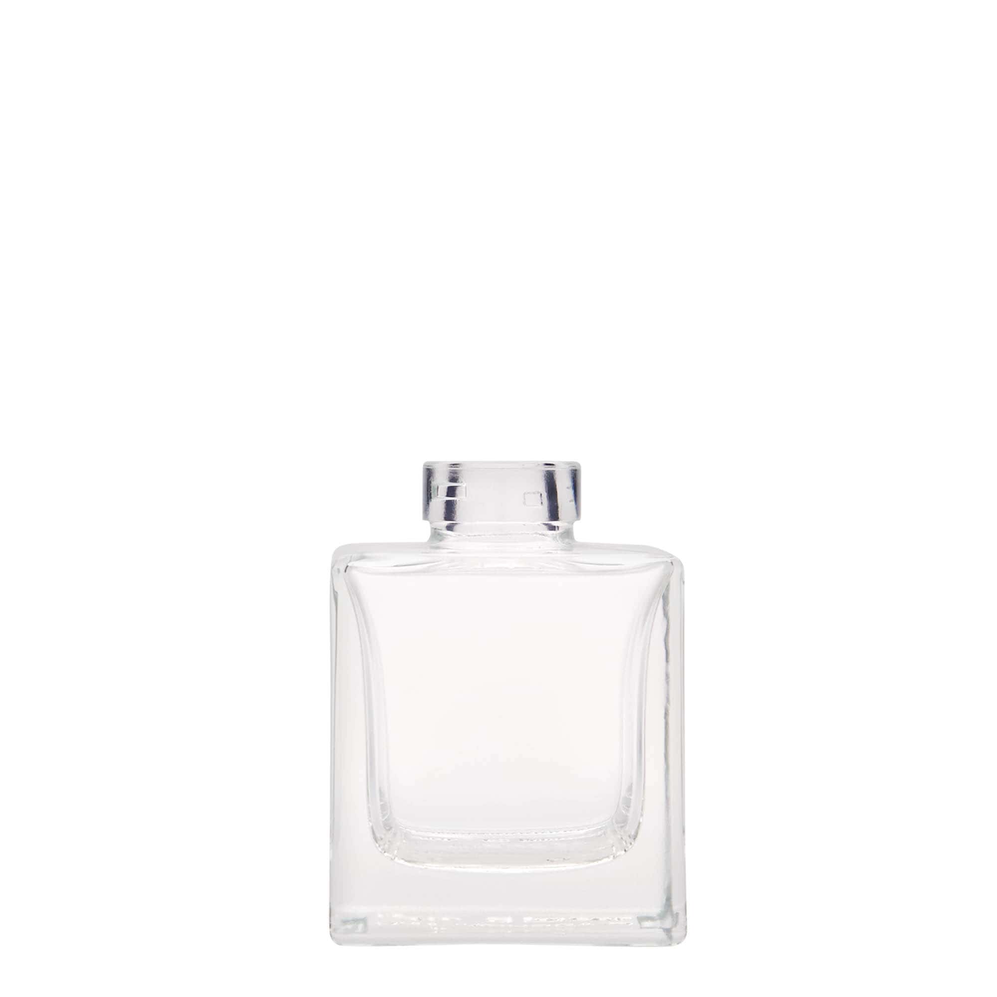 Flacon en verre 100 ml « Cube », carré, ouverture : bouchon en liège