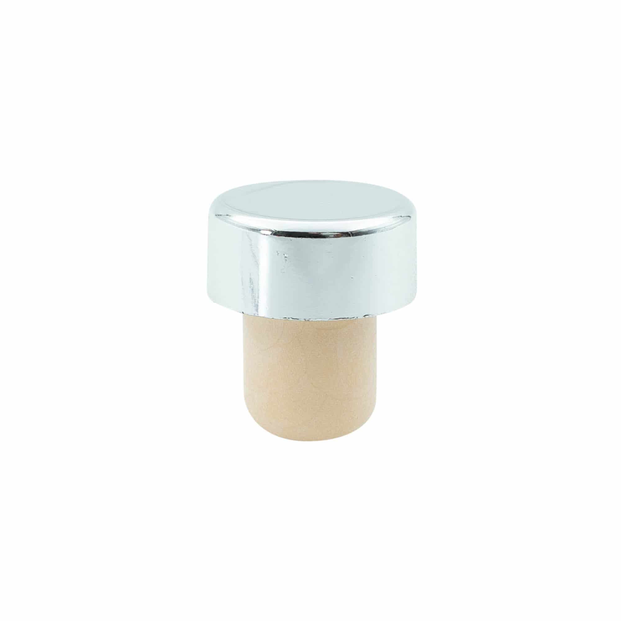 Bouchon à poignée 19 mm, plastique, argenté, pour bouchage: bouchon Bouchon à poignée 19 mm, plastique, argenté, pour bouchage: bouchon