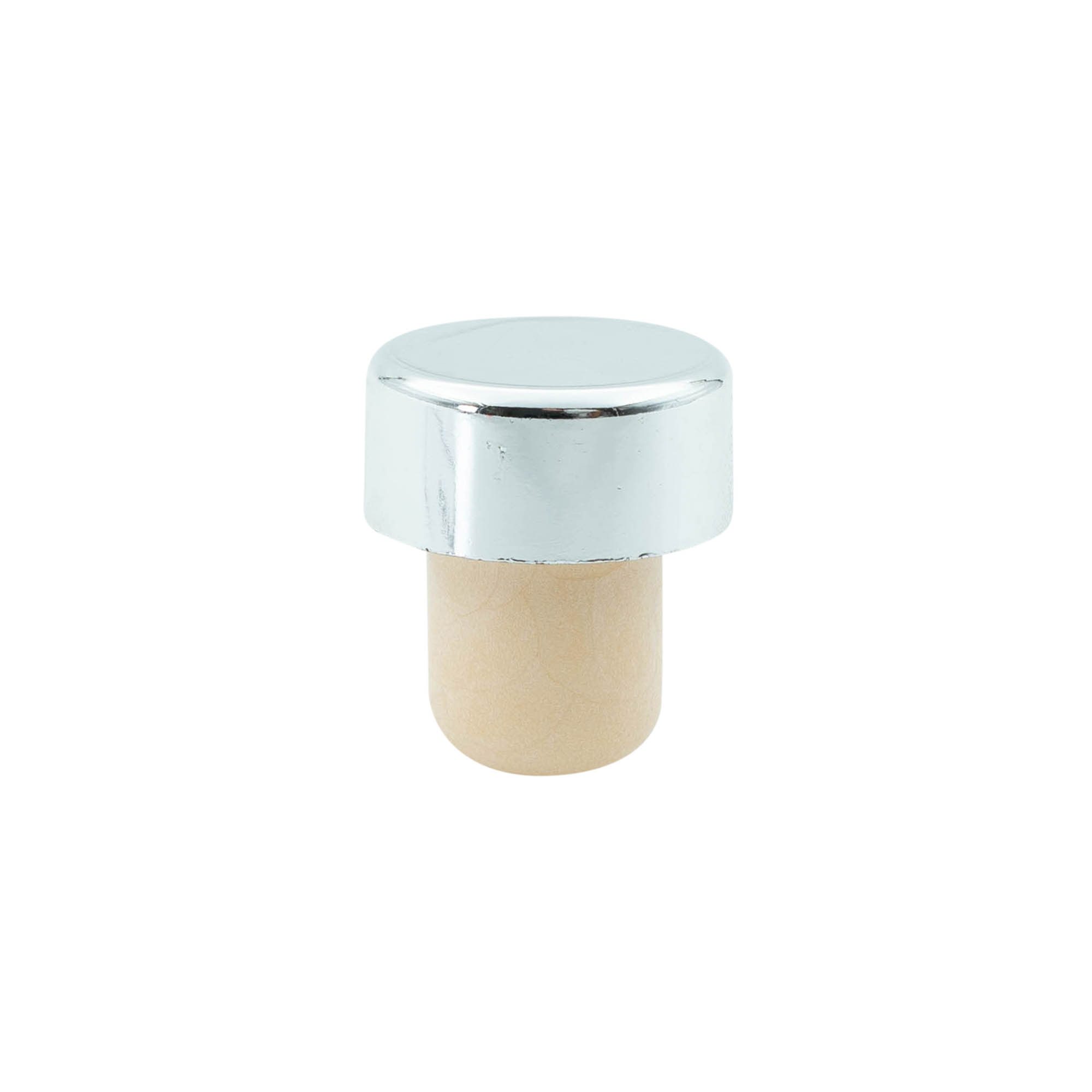 Bouchons à prise 19 mm, plastique, argent, pour embouchure : liège Bouchons à prise 19 mm, plastique, argent, pour embouchure : liège