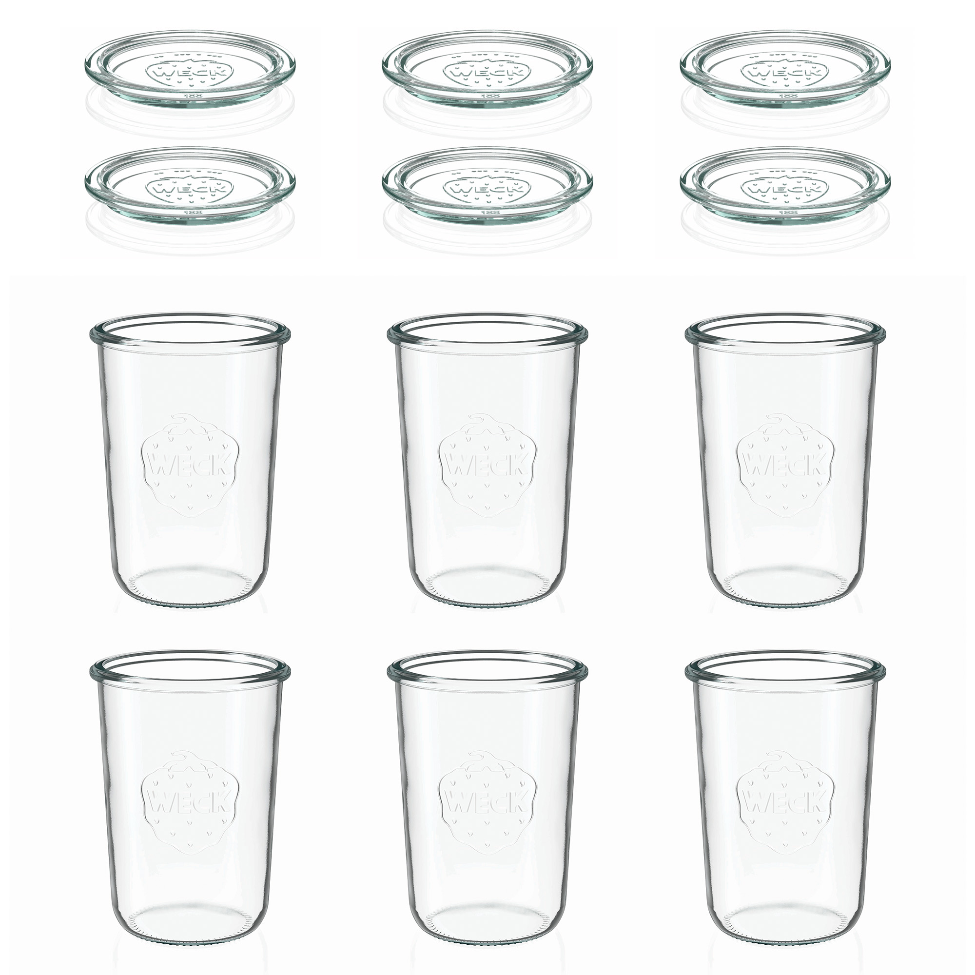 6x 850 ml bocal WECK à renversement avec couvercle en verre RR 100