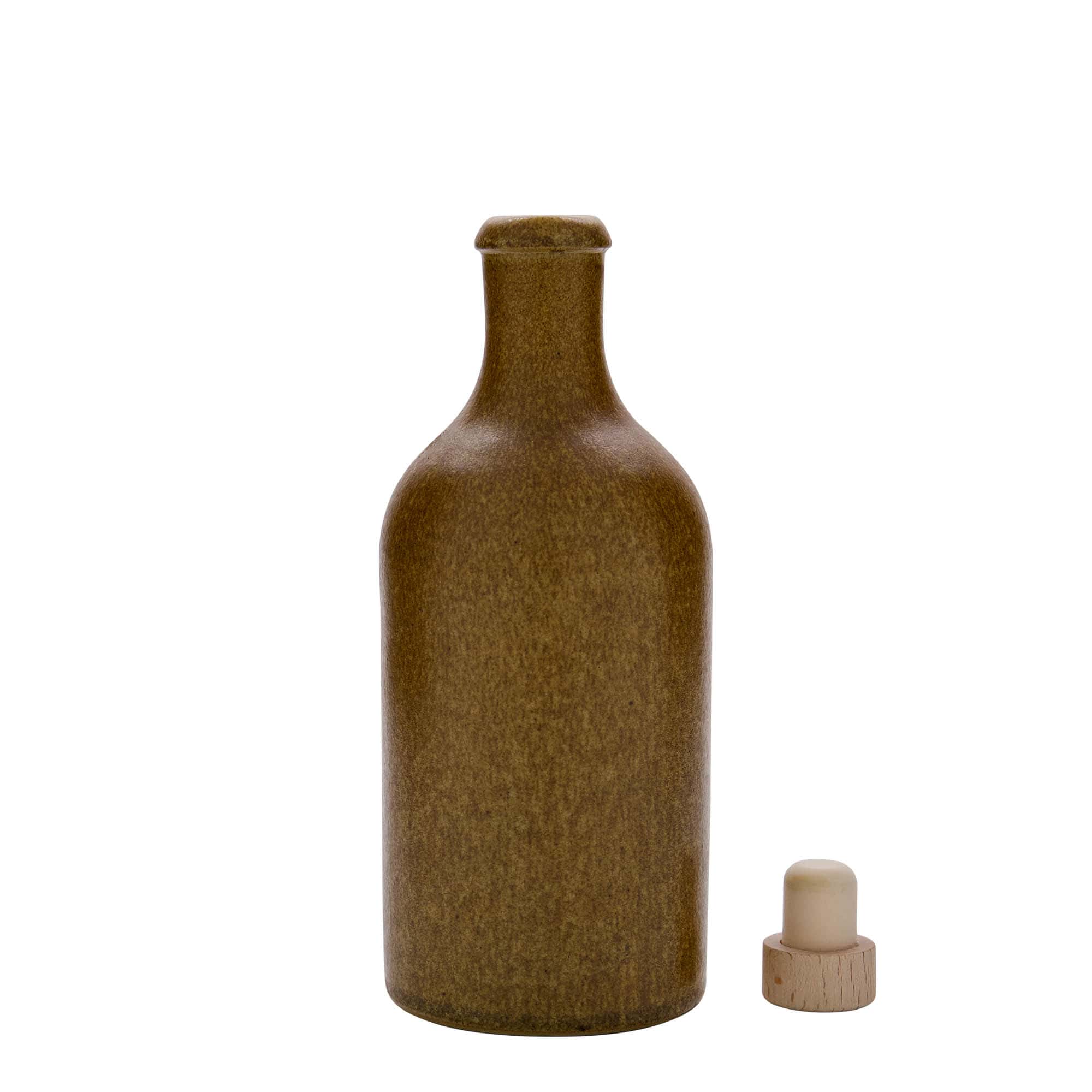 Cruche en terre cuite 500 ml, grès, brun-cristallisé, ouverture : liège