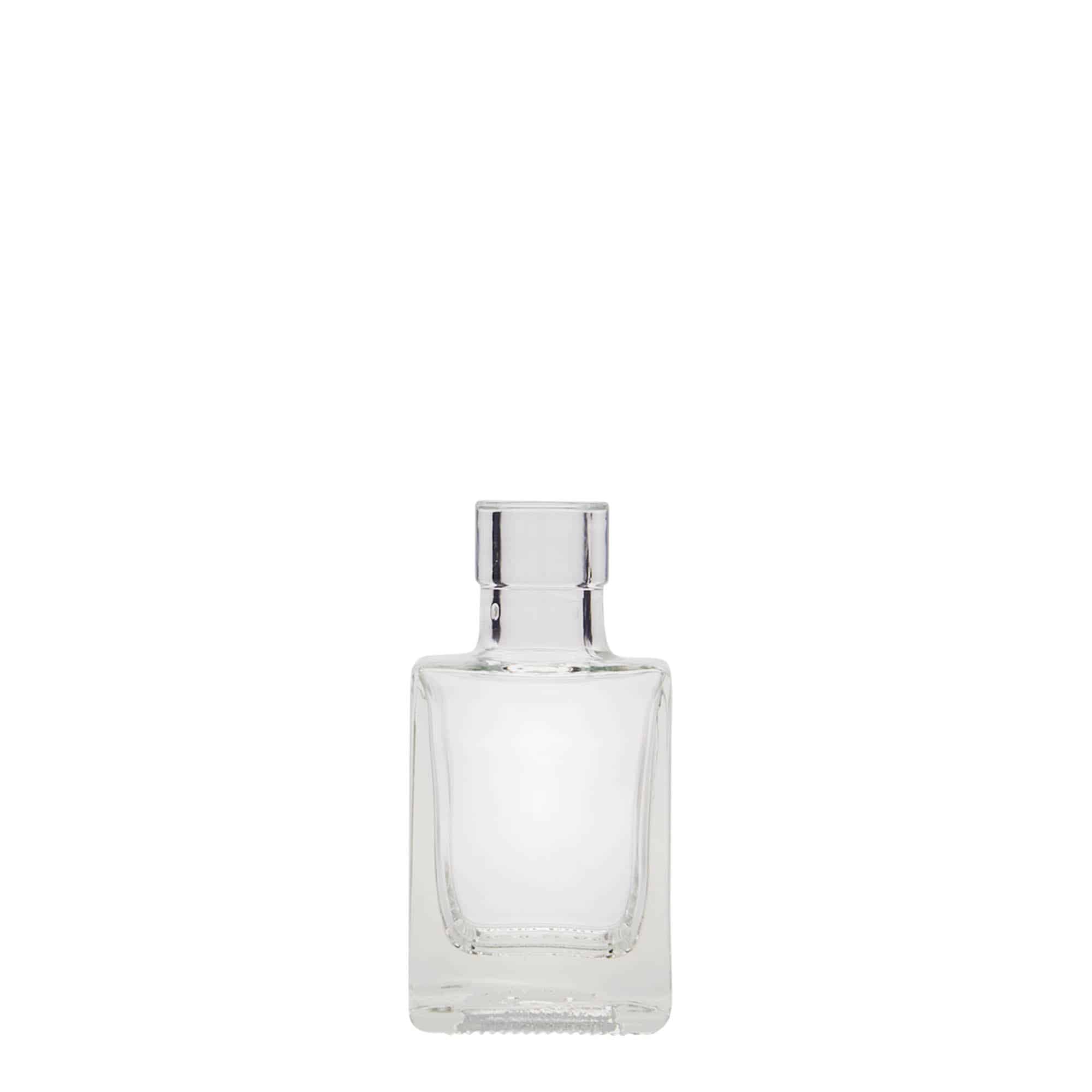 Bouteille en verre 50 ml 'Cube', carrée, bouchage: bouchon