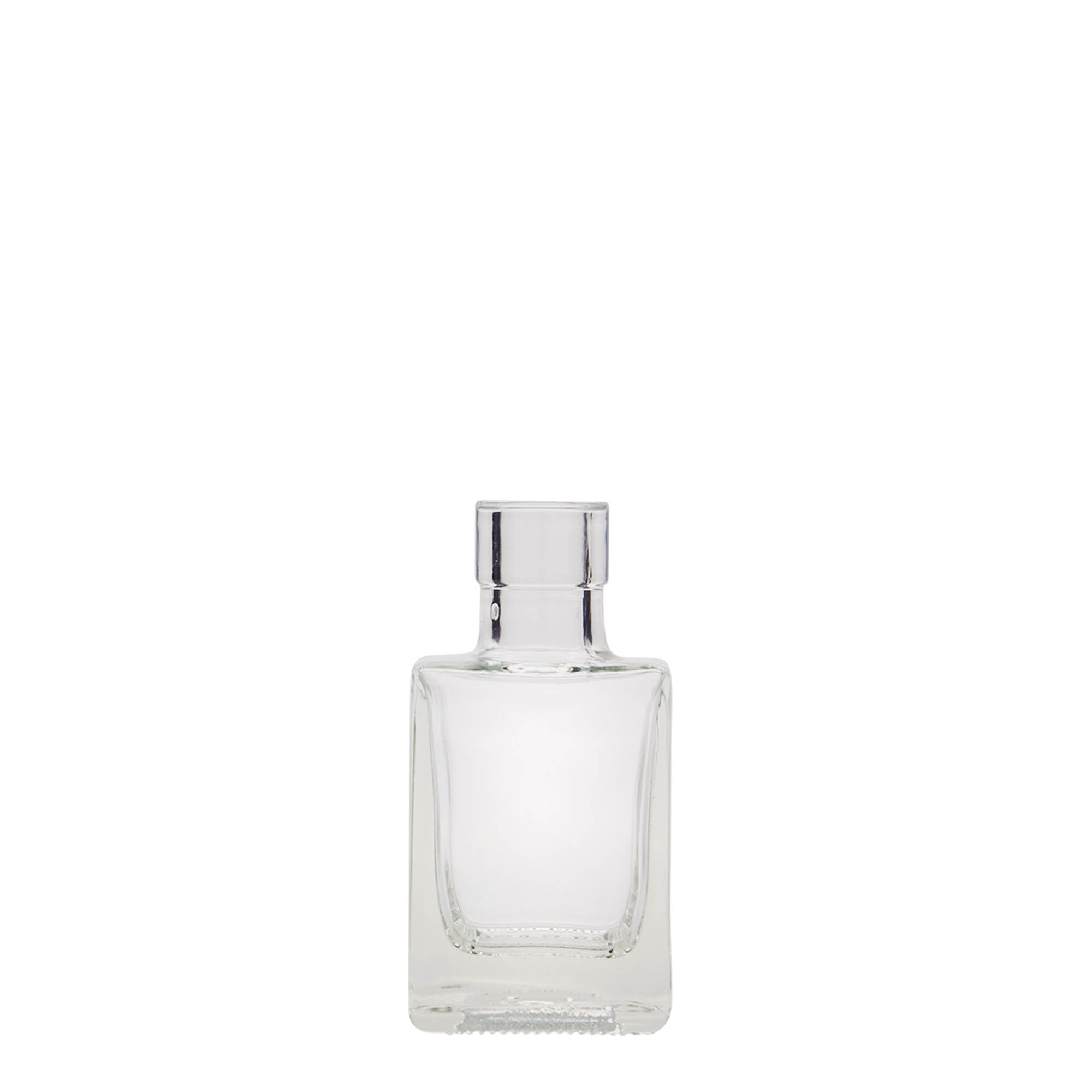 Flacon en verre 50 ml « Cube », carré, ouverture : bouchon en liège