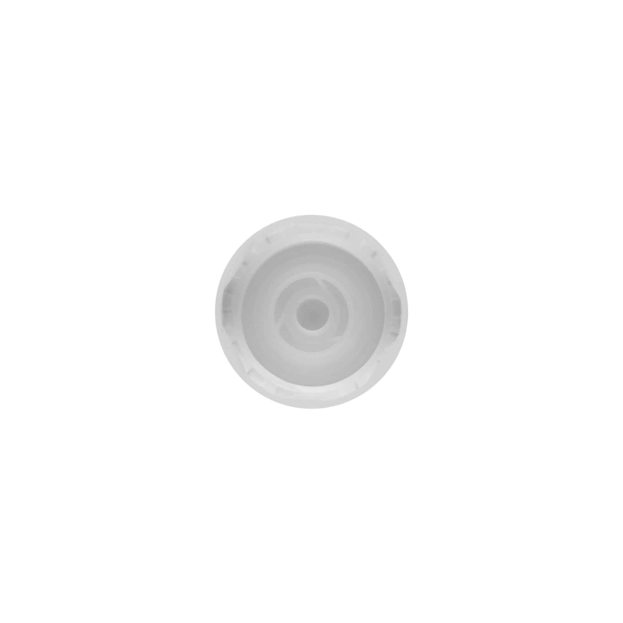 Bouchon à vis avec bague de coulée, plastique PE, blanc, pour ouverture : DIN 22