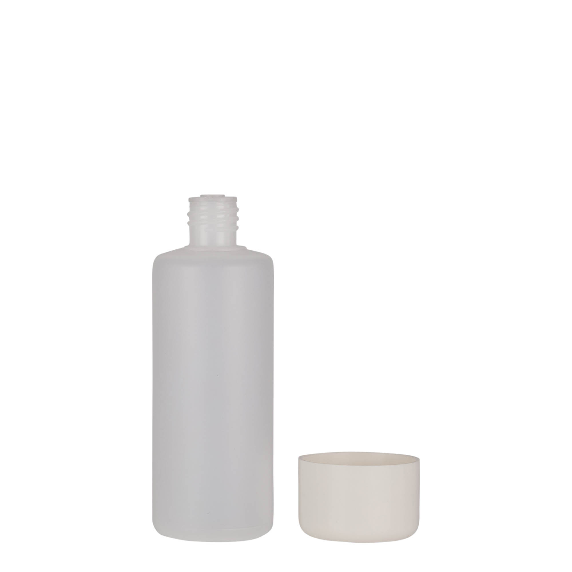 Flacon rond de 100 ml, plastique PE, naturel, ouverture : bouchon à vis Flacon rond de 100 ml, plastique PE, naturel, ouverture : bouchon à vis