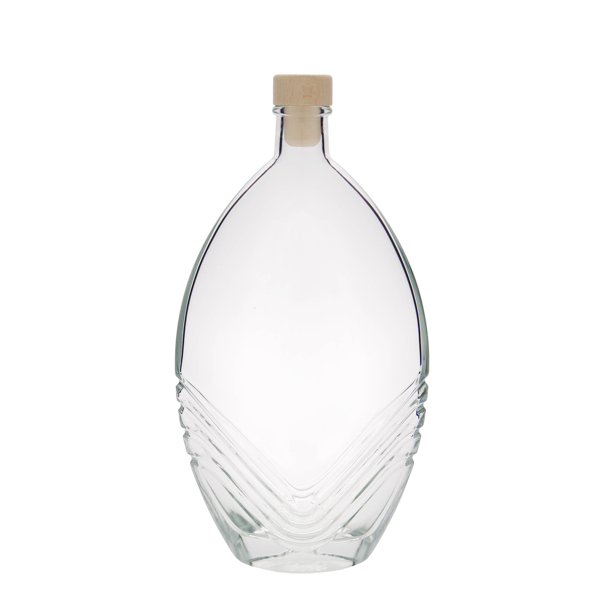 Flacon en verre 500 ml « Florence », ovale, ouverture : bouchon en liège