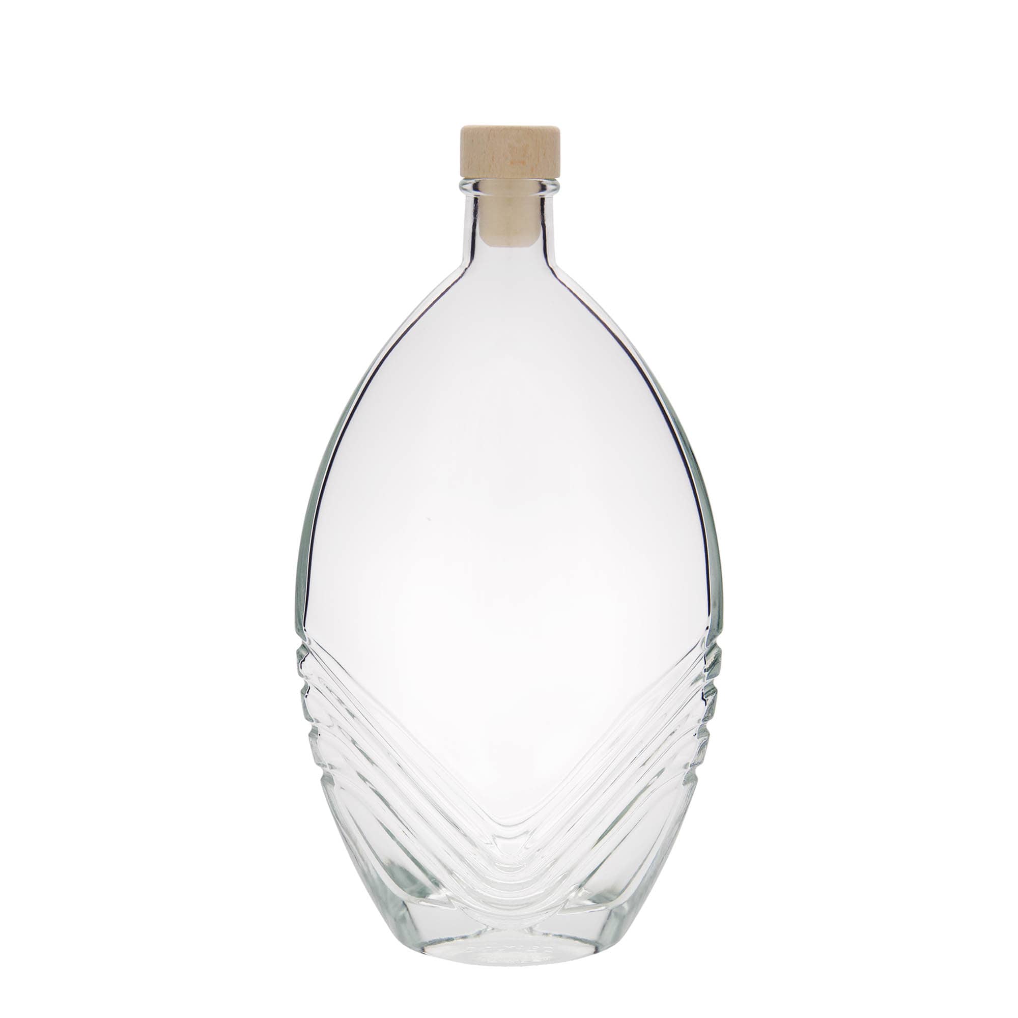 Flacon en verre 500 ml « Florence », ovale, ouverture : bouchon en liège
