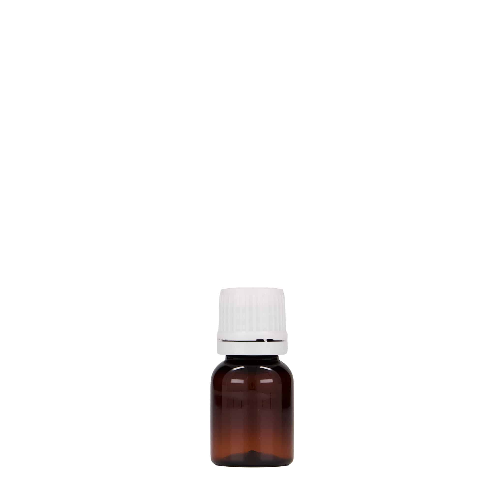 Flacon pharmaceutique en PET 10 ml 'Easy Living', brun, plastique, bouchage: DIN 18