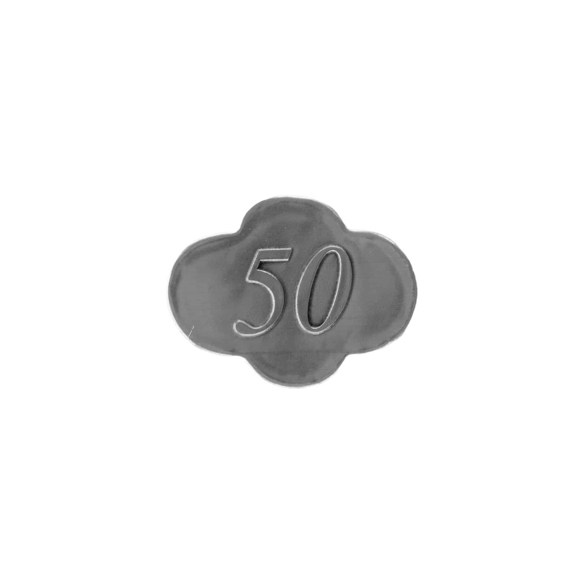 Étiquette en étain '50', métallique, argentée Étiquette en étain '50', métallique, argentée