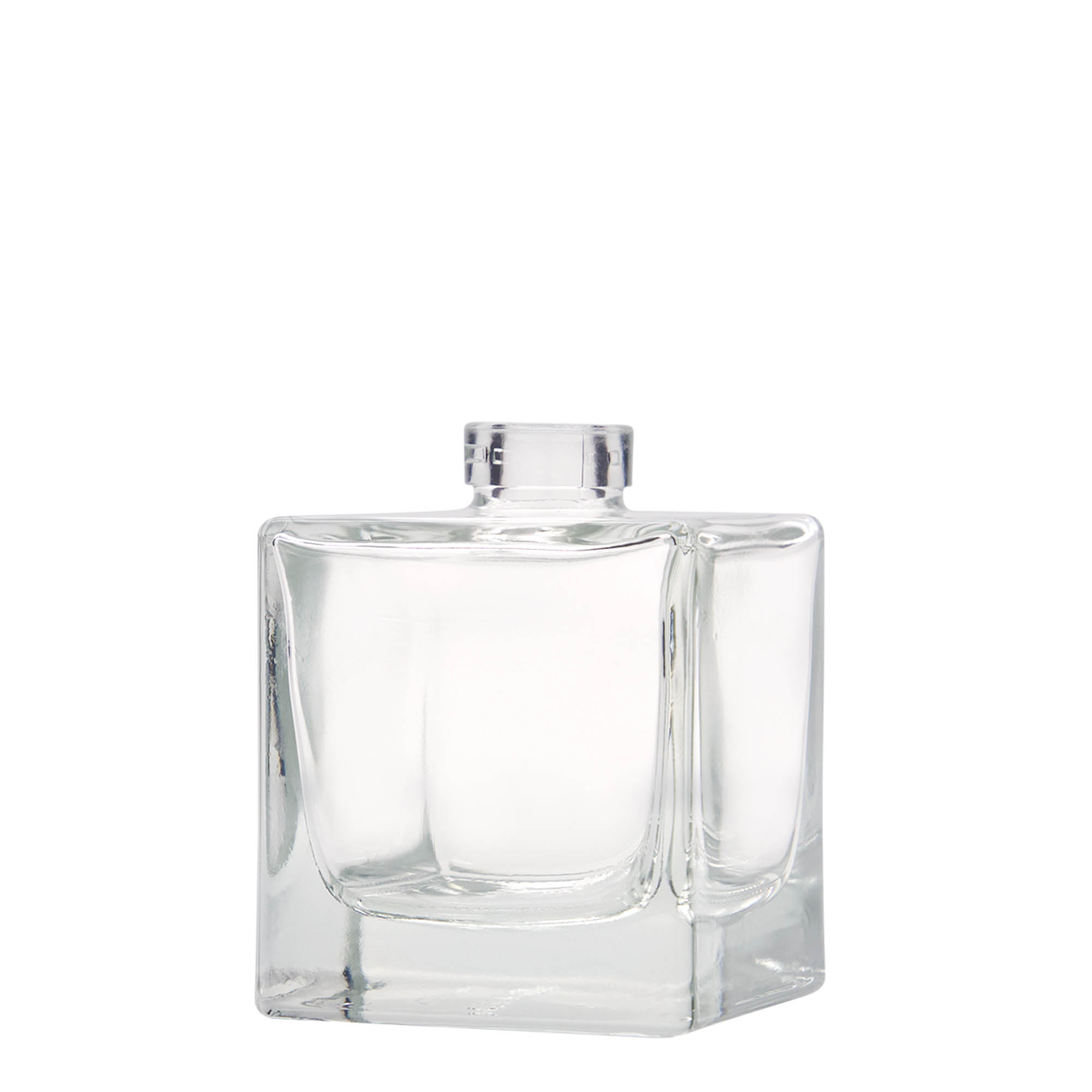 Flacon en verre 200 ml « Cube », carré, ouverture : bouchon en liège