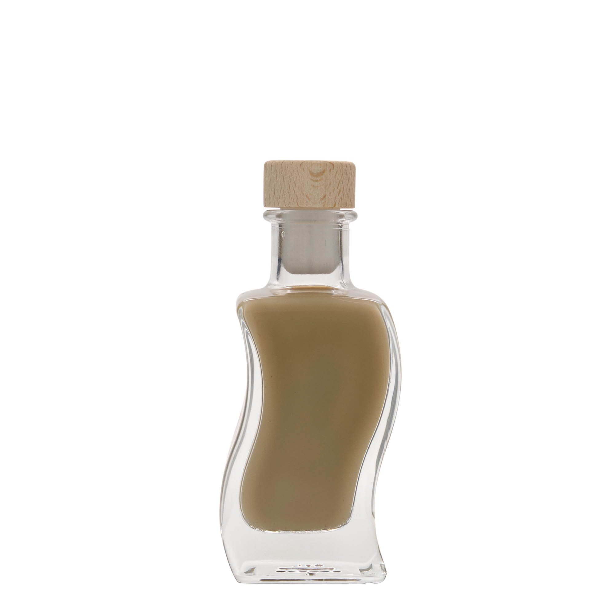 Flacon en verre 100 ml « Welle », carré, ouverture : bouchon en liège Flacon en verre 100 ml « Welle », carré, ouverture : bouchon en liège