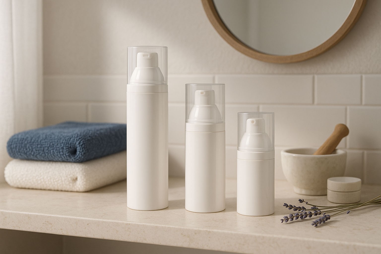 Pompe distributeur sans air 'Mezzo', plastique PP, noir