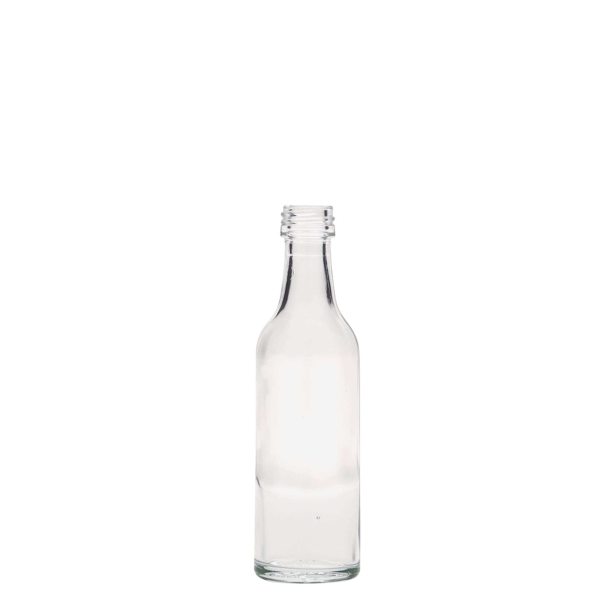 Flacon en verre droit 50 ml, ouverture : PP 18 Flacon en verre droit 50 ml, ouverture : PP 18