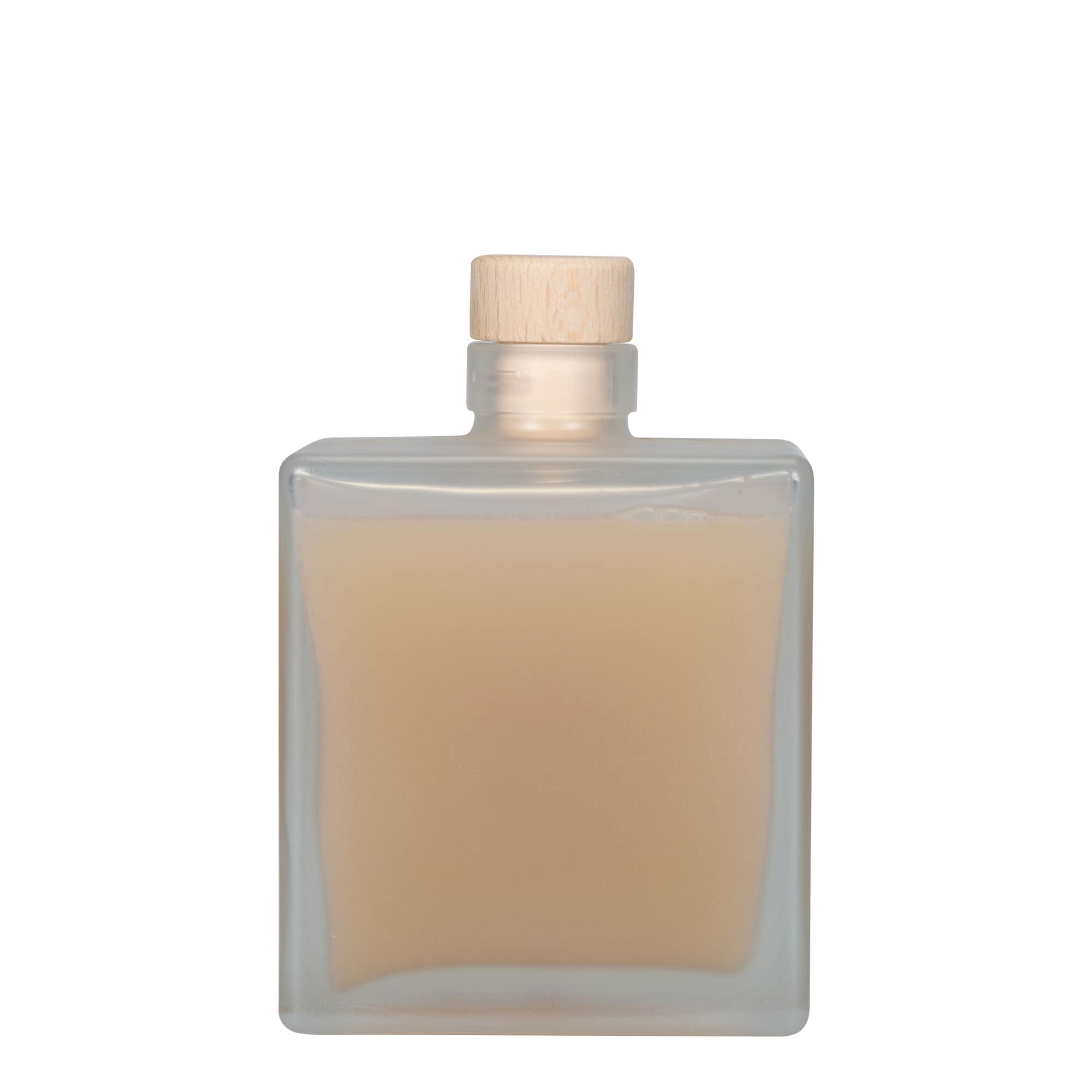 Bouteille en verre 500 ml 'Cube', carrée, givrée, ouverture : bouchon en liège