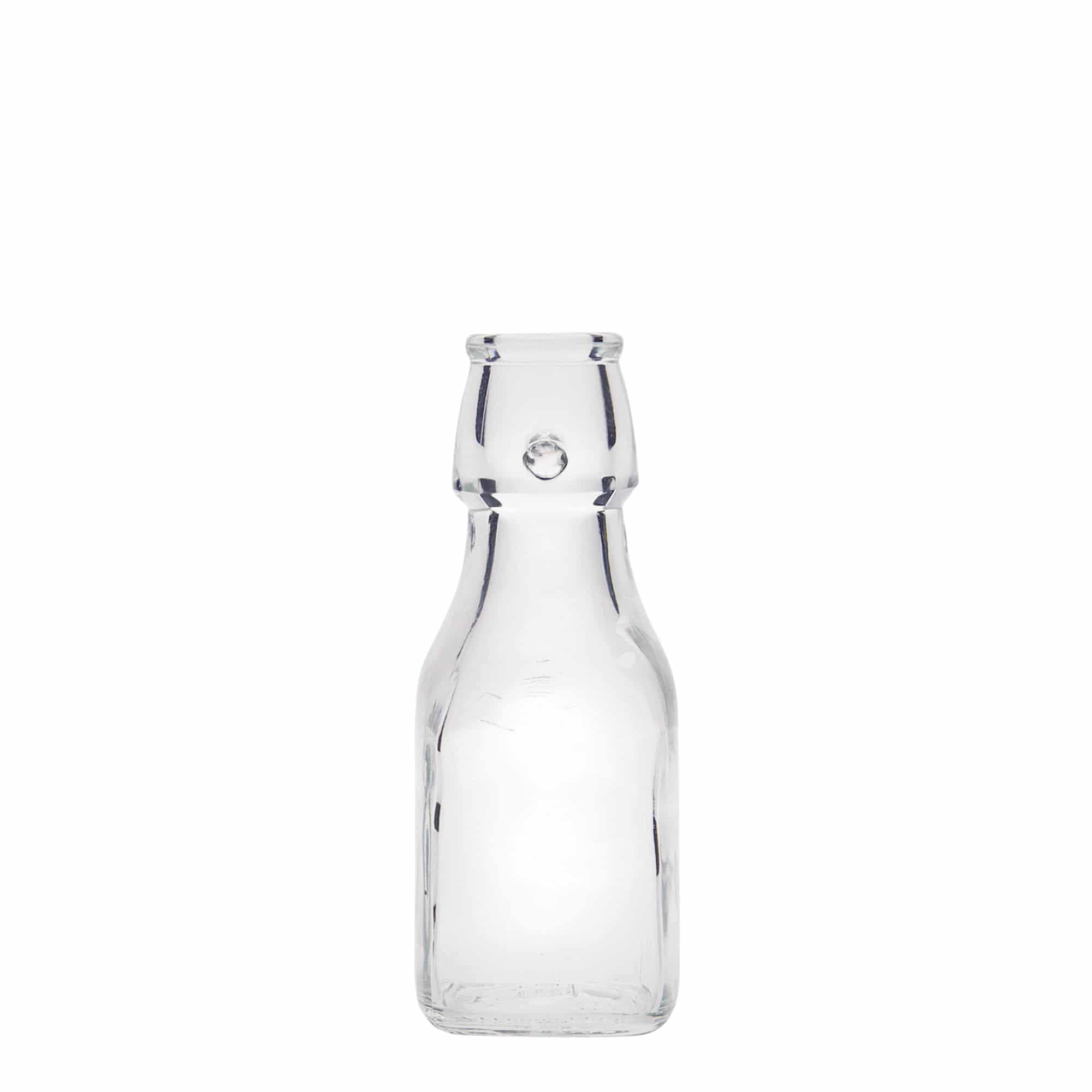 Flacon en verre 125 ml « Swing », carré, ouverture : bouchon à bascule