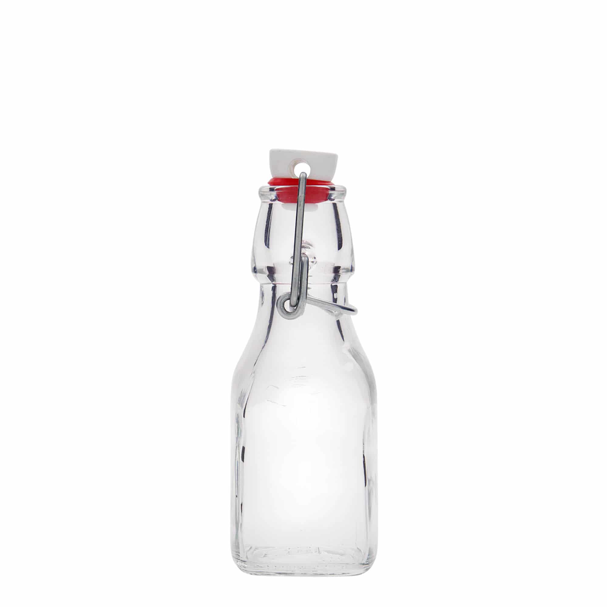 Flacon en verre 125 ml « Swing », carré, ouverture : bouchon à bascule