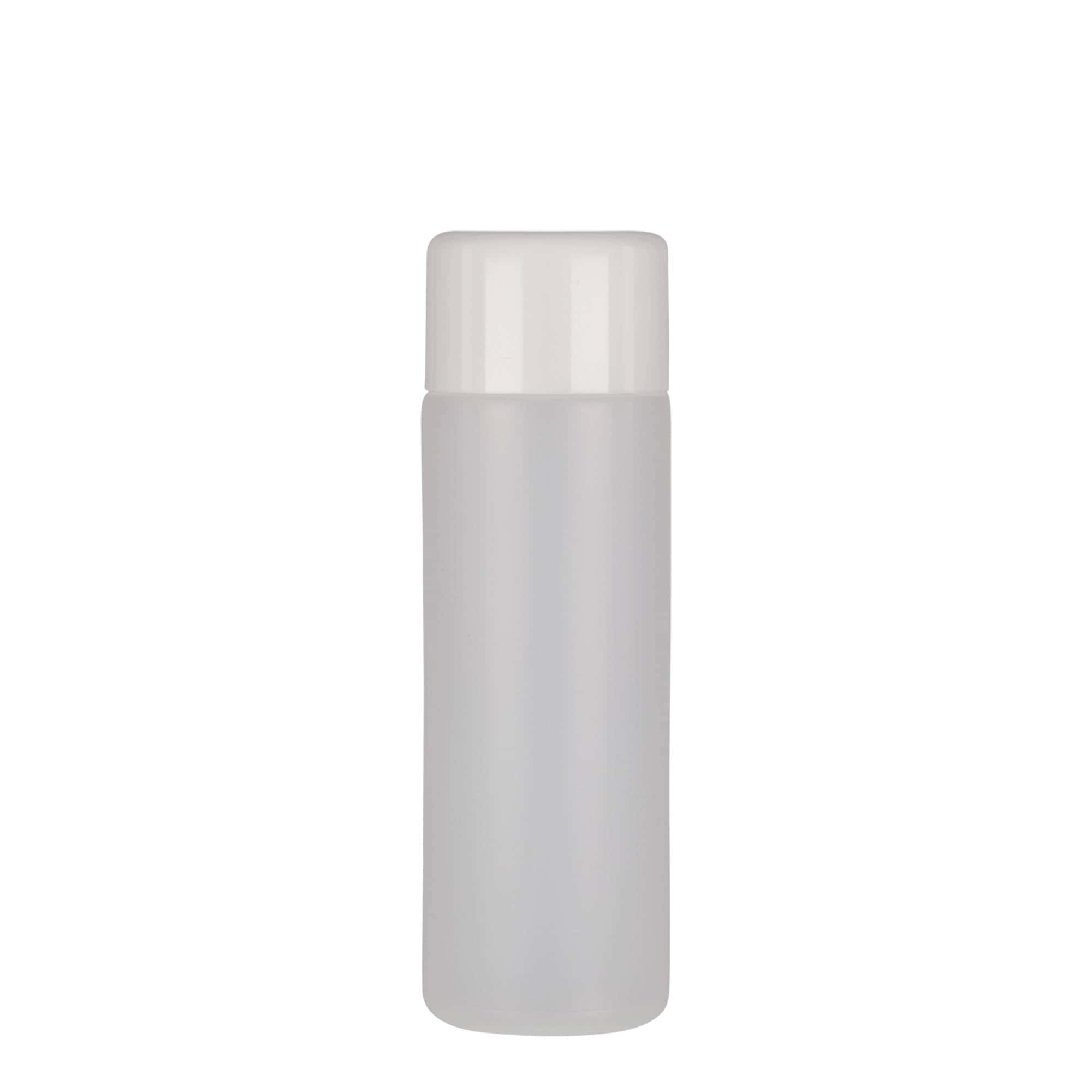 200 ml bouteille ronde, plastique PE, naturel, ouverture : bouchon à vis