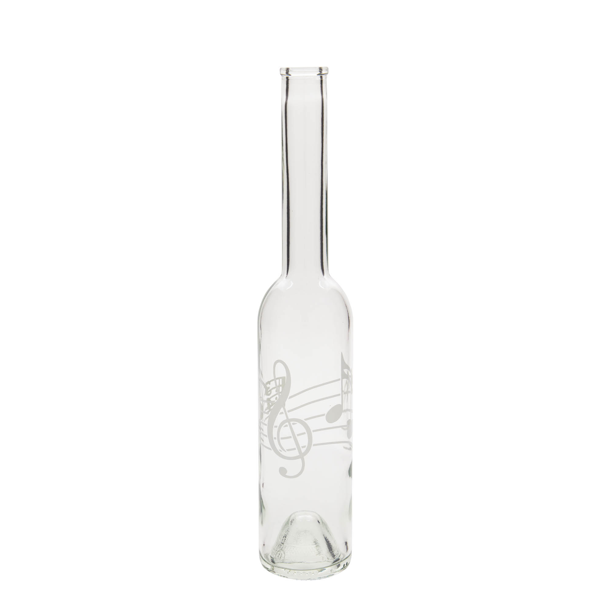 Bouteille en verre 350 ml 'Opera', motif : notes de musique, bouchon : liège