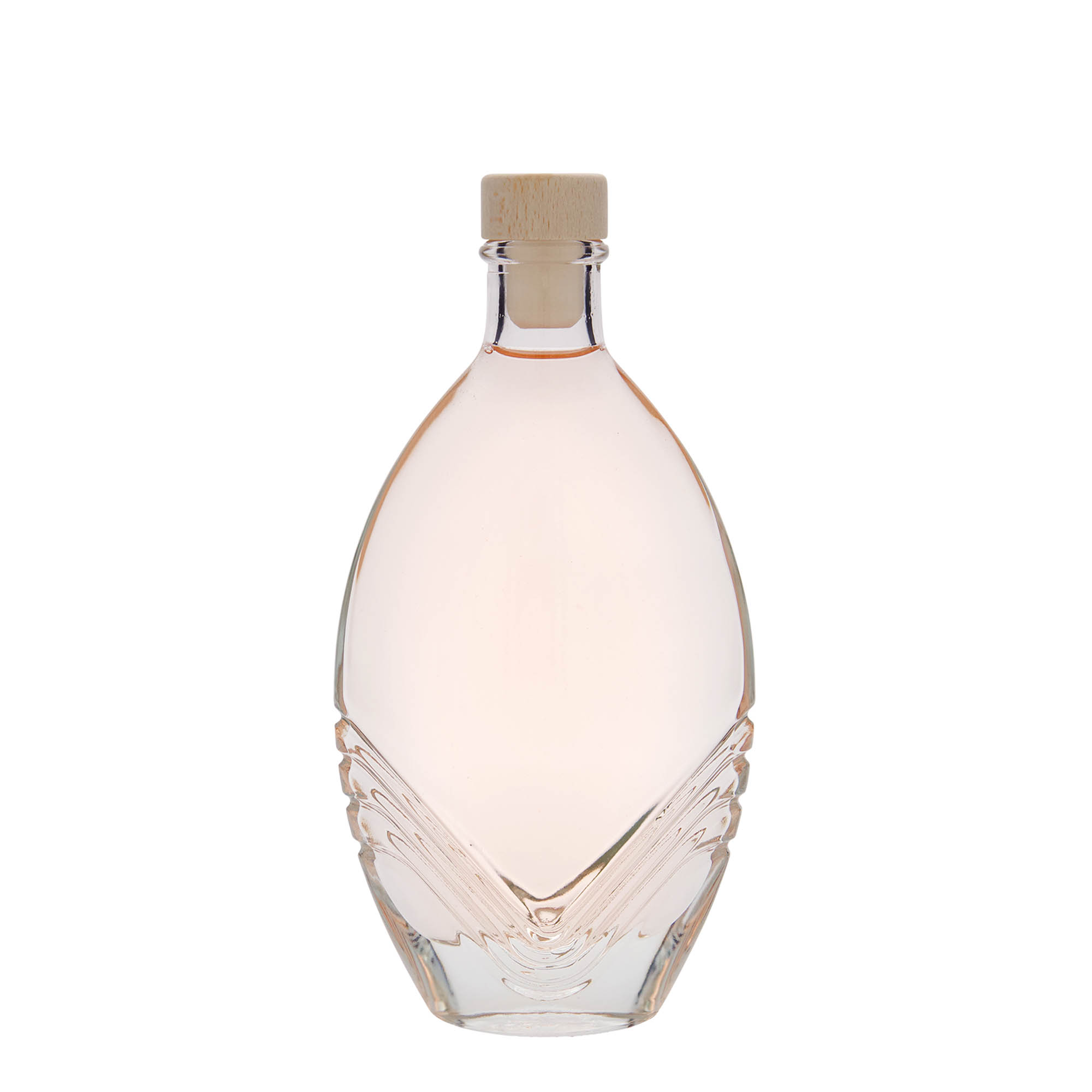 Flacon en verre 200 ml « Florence », ovale, ouverture : bouchon en liège Flacon en verre 200 ml « Florence », ovale, ouverture : bouchon en liège