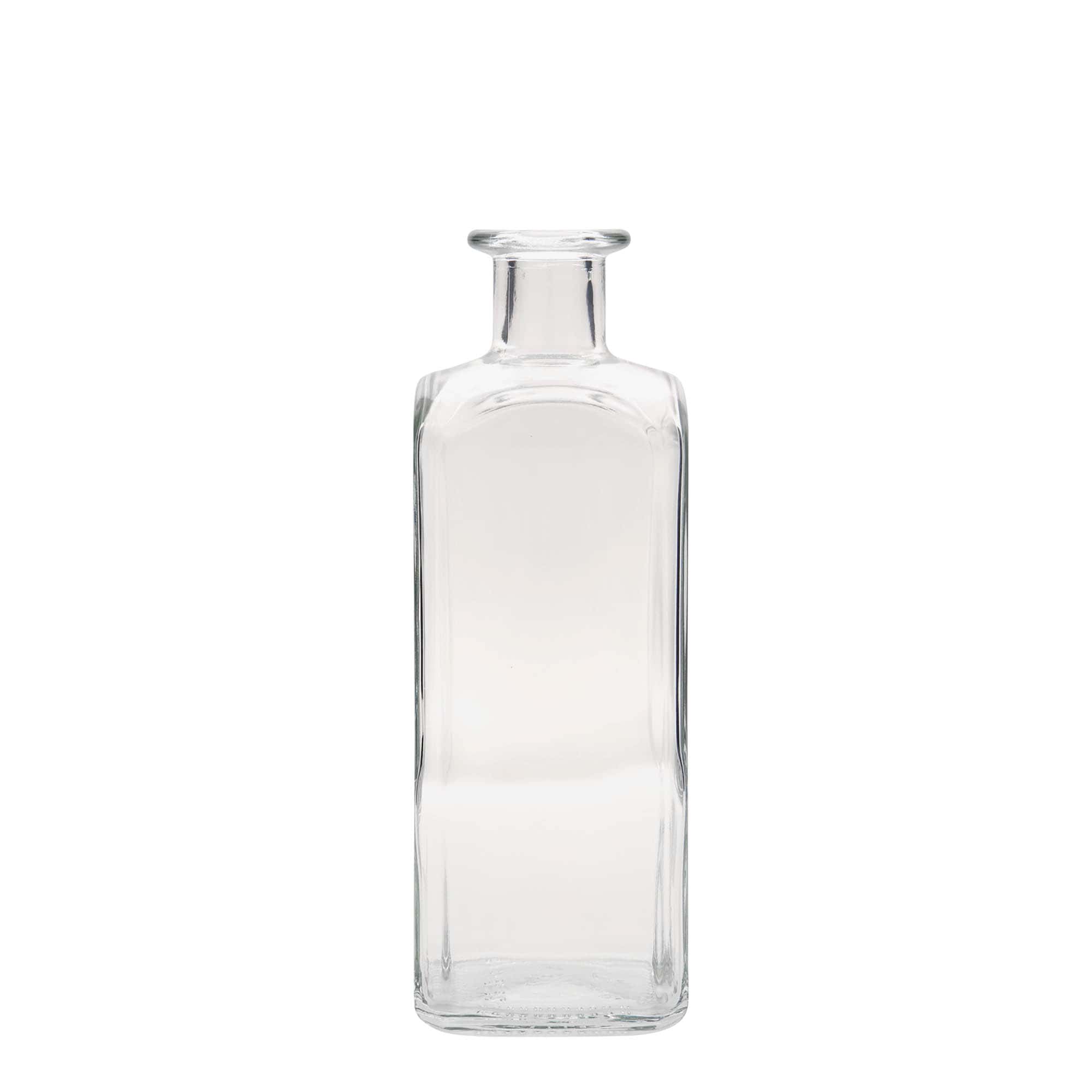 Bouteille en verre 500 ml Apotheker Carré, carrée, ouverture : liège Bouteille en verre 500 ml Apotheker Carré, carrée, ouverture : liège
