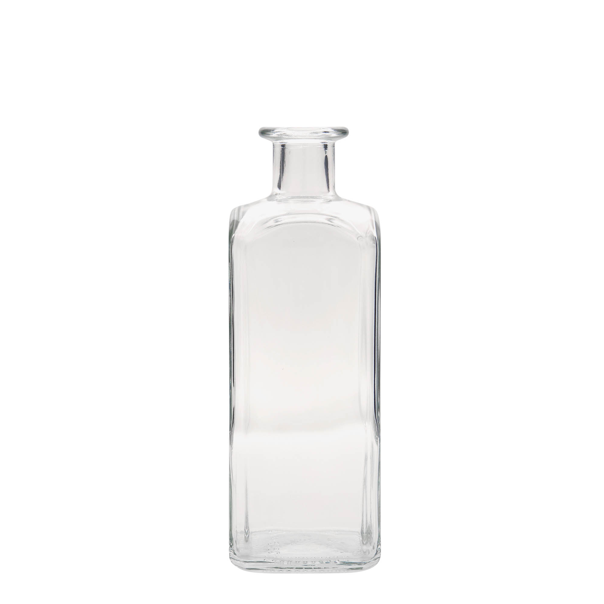 Bouteille en verre 500 ml Apotheker Carré, carrée, ouverture : liège Bouteille en verre 500 ml Apotheker Carré, carrée, ouverture : liège