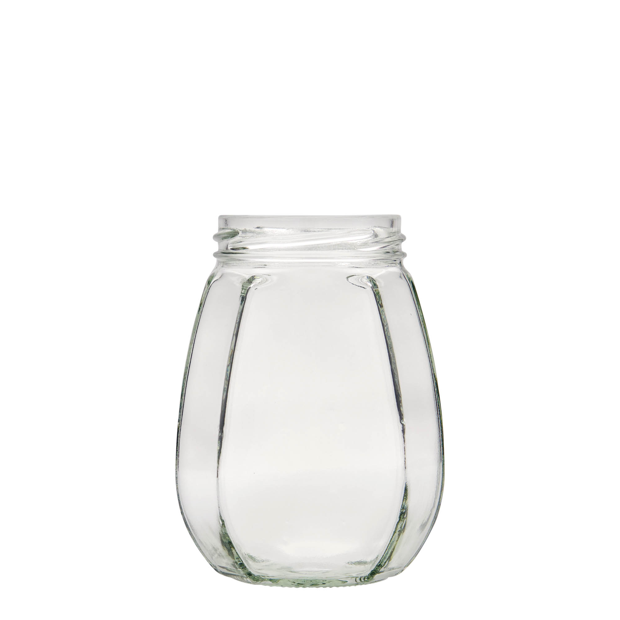 385 ml bocal décoratif, hexagonal, ouverture : Twist-Off (TO 63)