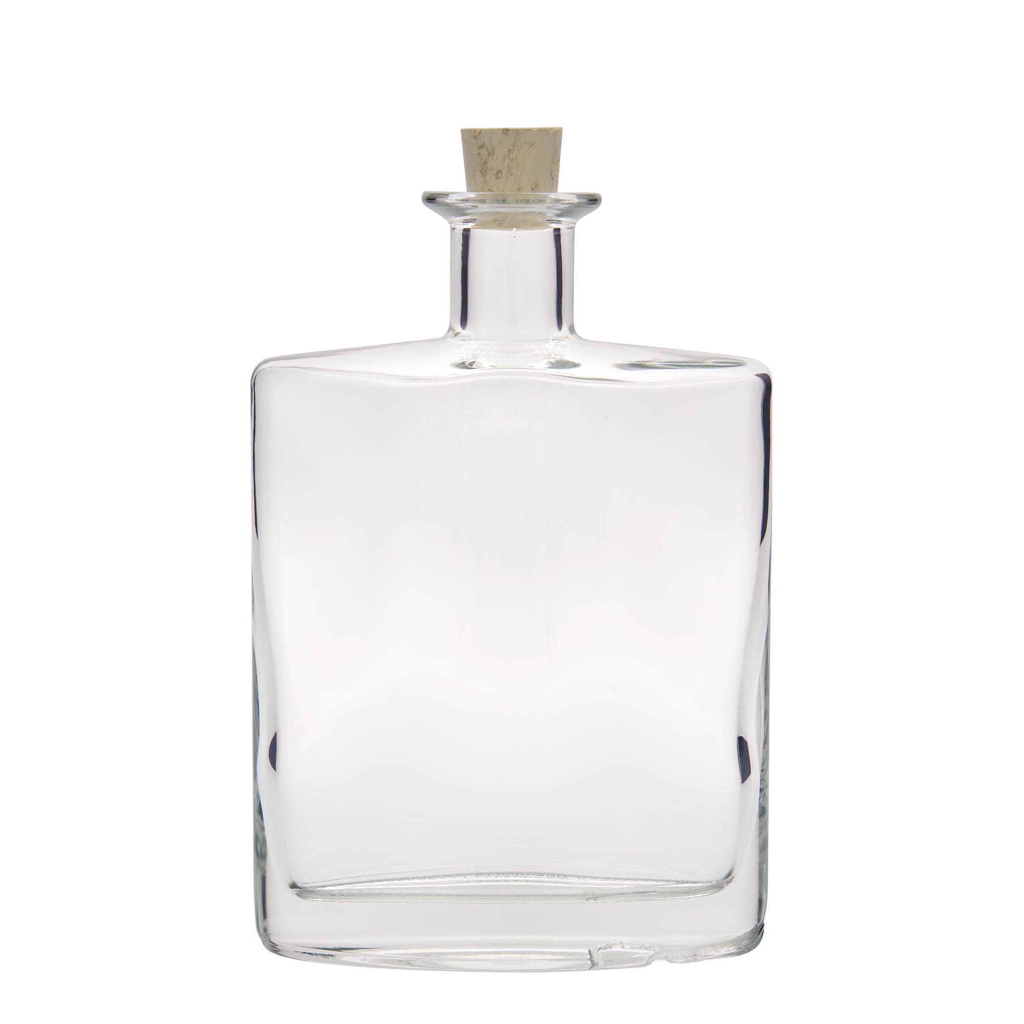 Bouteille en verre 700 ml 'Zorbas', ovale, ouverture : bouchon en liège Bouteille en verre 700 ml 'Zorbas', ovale, ouverture : bouchon en liège